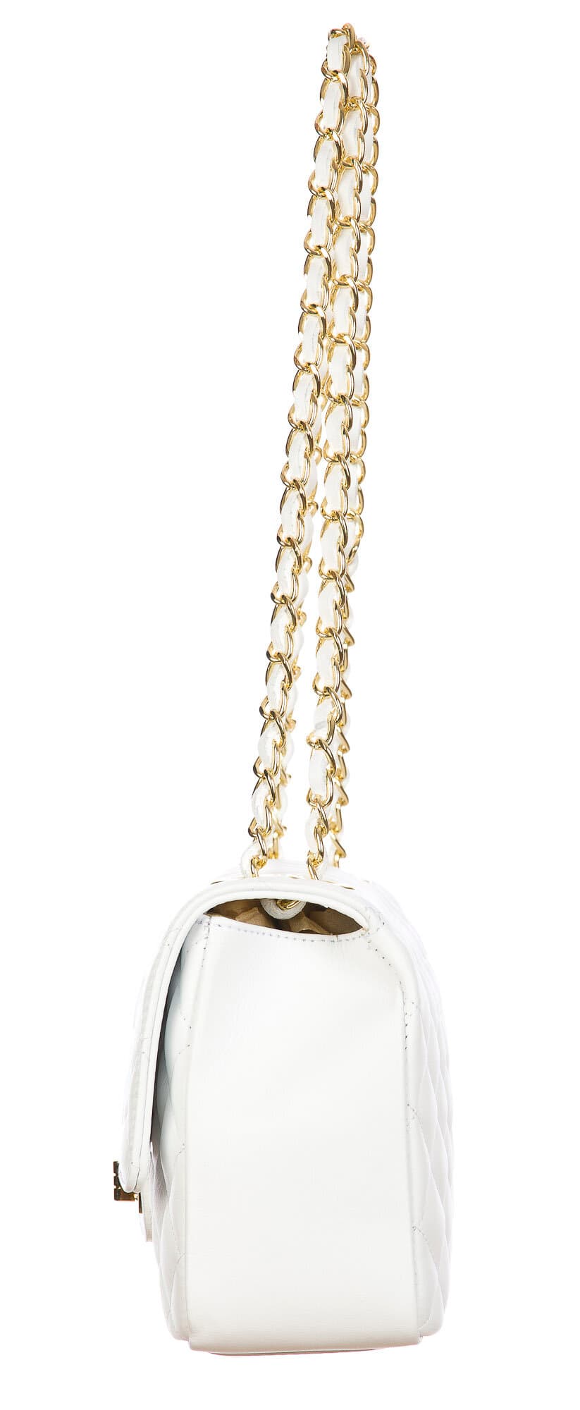 Borsa a spalla da donna in vera pelle CHARLOTTE MEDIUM, colore BIANCO, CHIAROSCURO, Made in Italy