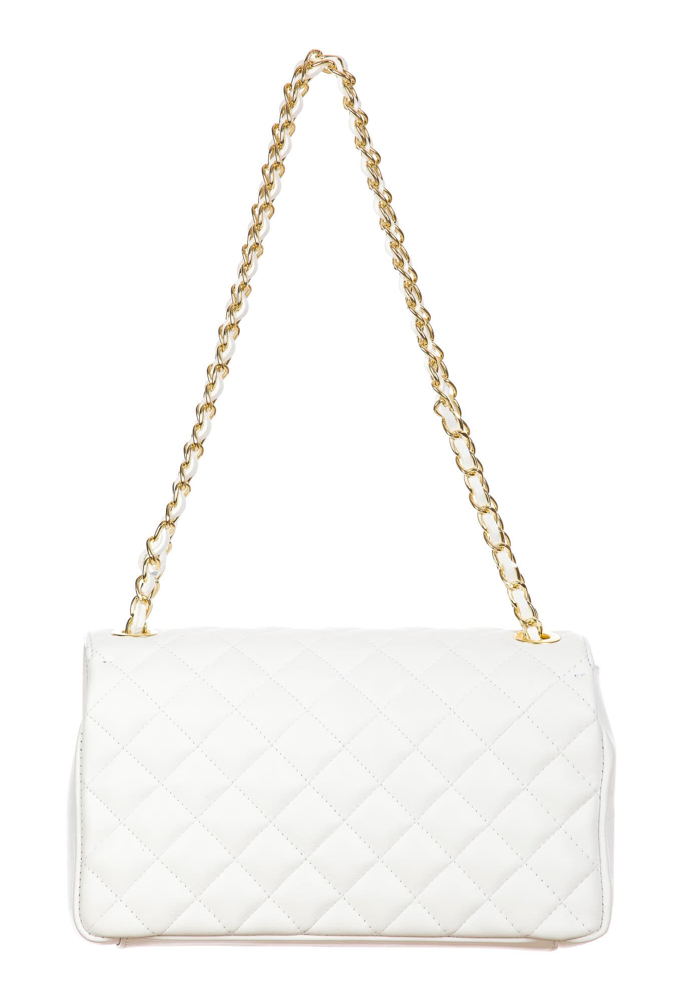 Borsa a spalla da donna in vera pelle CHARLOTTE MEDIUM, colore BIANCO, CHIAROSCURO, Made in Italy