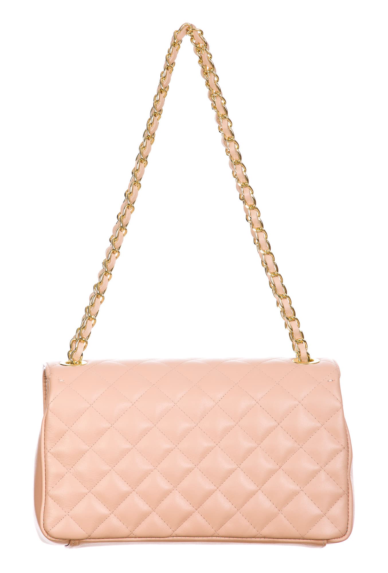 Borsa a spalla da donna in vera pelle CHARLOTTE MEDIUM, colore ROSA, CHIAROSCURO, MADE IN ITALY