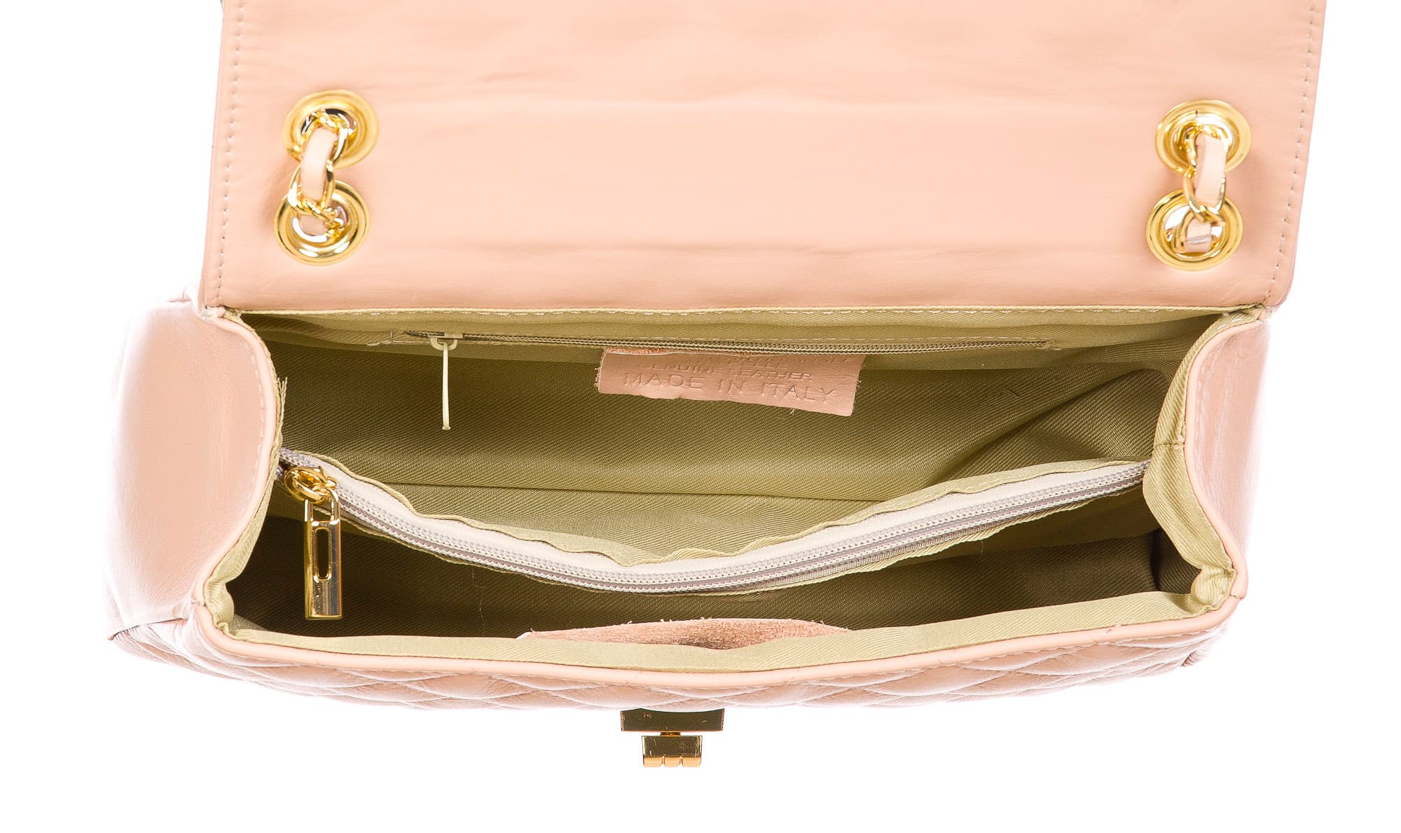 Borsa a spalla da donna in vera pelle CHARLOTTE MEDIUM, colore ROSA, CHIAROSCURO, MADE IN ITALY