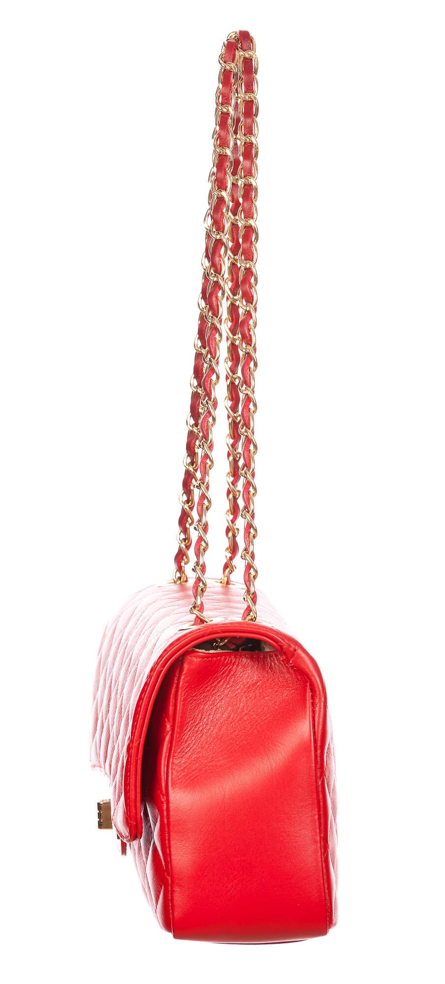 Borsa a spalla da donna in vera pelle CHARLOTTE MEDIUM, colore ROSSO, CHIAROSCURO, MADE IN ITAL