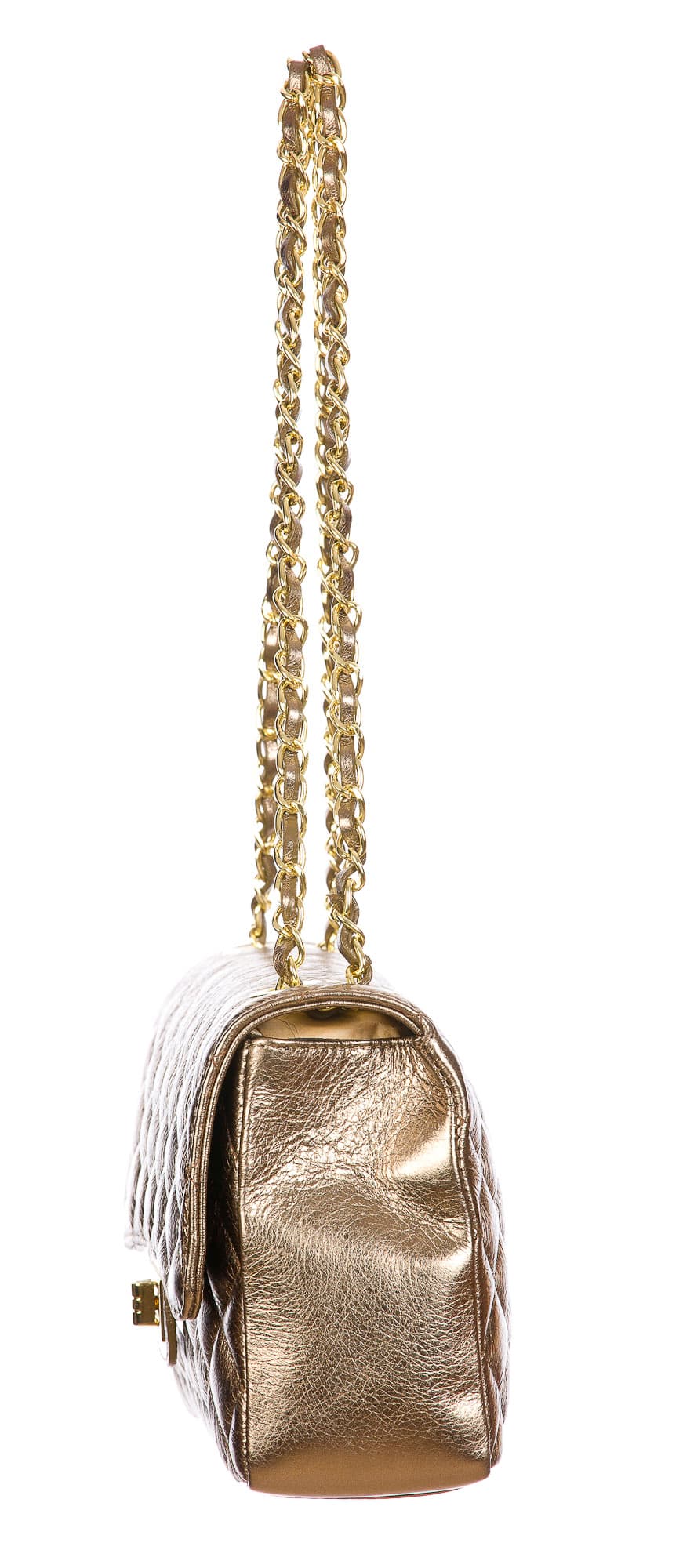 Borsa a spalla da donna in vera pelle CHARLOTTE MEDIUM, colore CHAMPAGNE, CHIAROSCURO, MADE IN ITALY