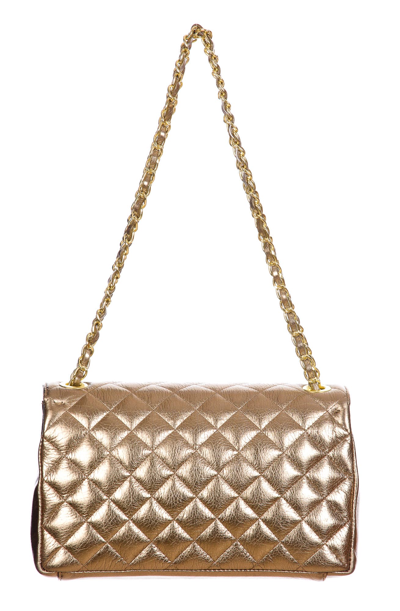 Borsa a spalla da donna in vera pelle CHARLOTTE MEDIUM, colore CHAMPAGNE, CHIAROSCURO, MADE IN ITALY