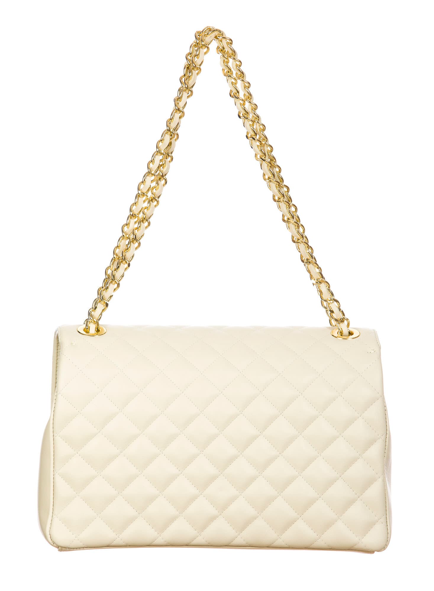 Borsa a spalla da donna in vera pelle CHARLOTTE MAXI, colore BEIGE, CHIAROSCURO, Made in Italy