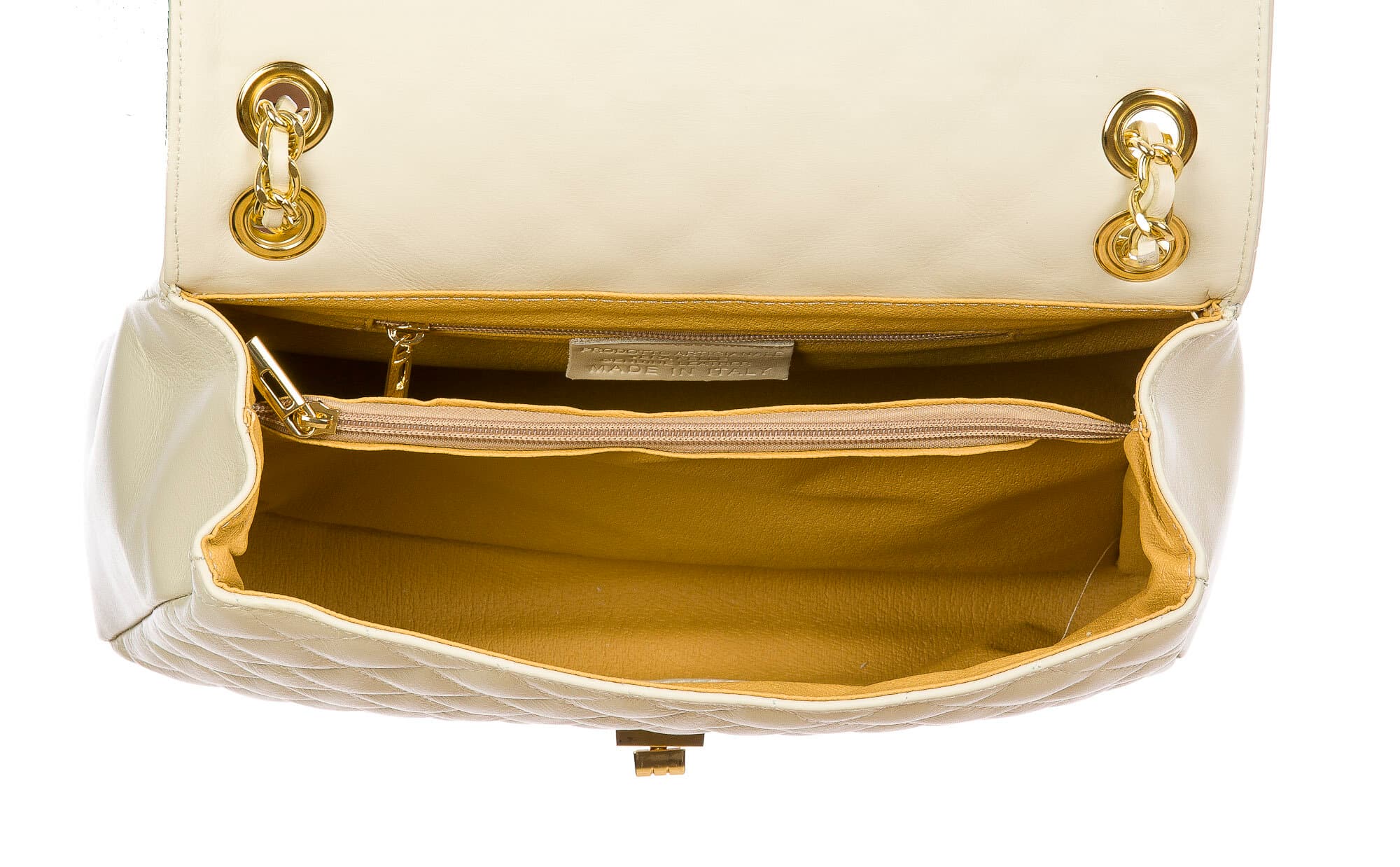 Borsa a spalla da donna in vera pelle CHARLOTTE MAXI, colore BEIGE, CHIAROSCURO, Made in Italy