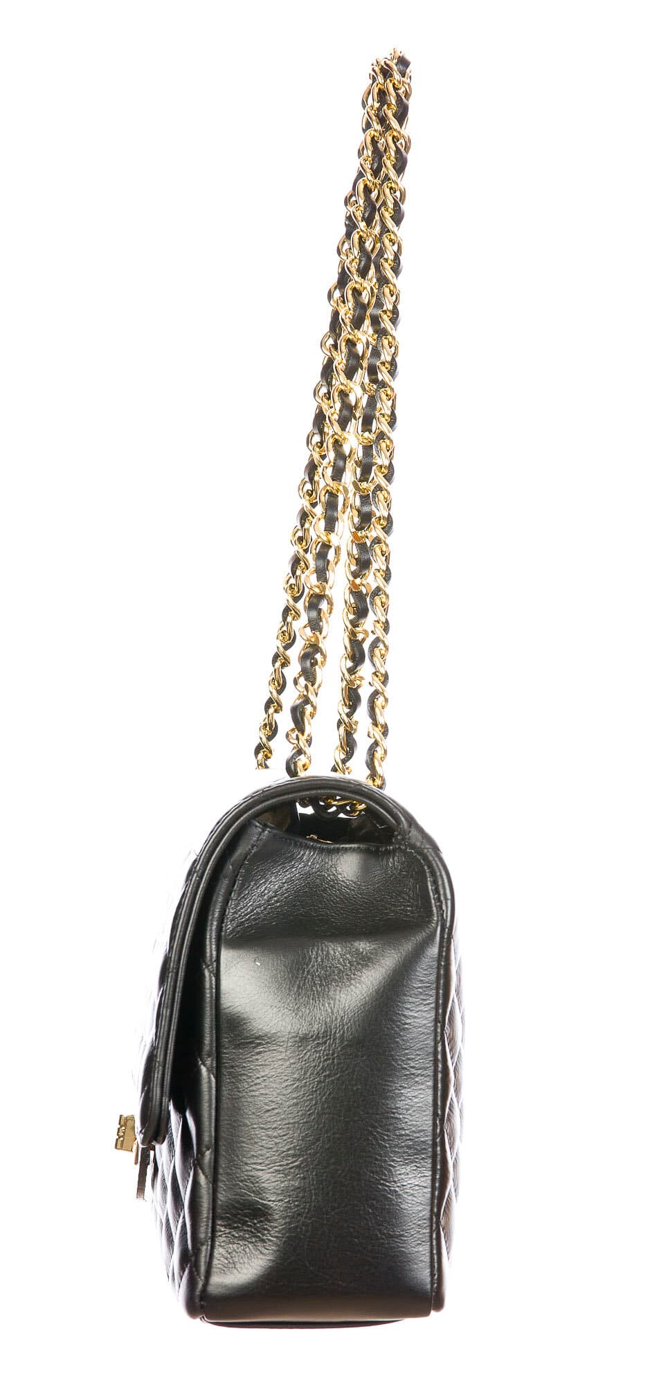 Borsa a spalla da donna in vera pelle CHARLOTTE MAXI, colore NERO, CHIAROSCURO, MADE IN ITALY