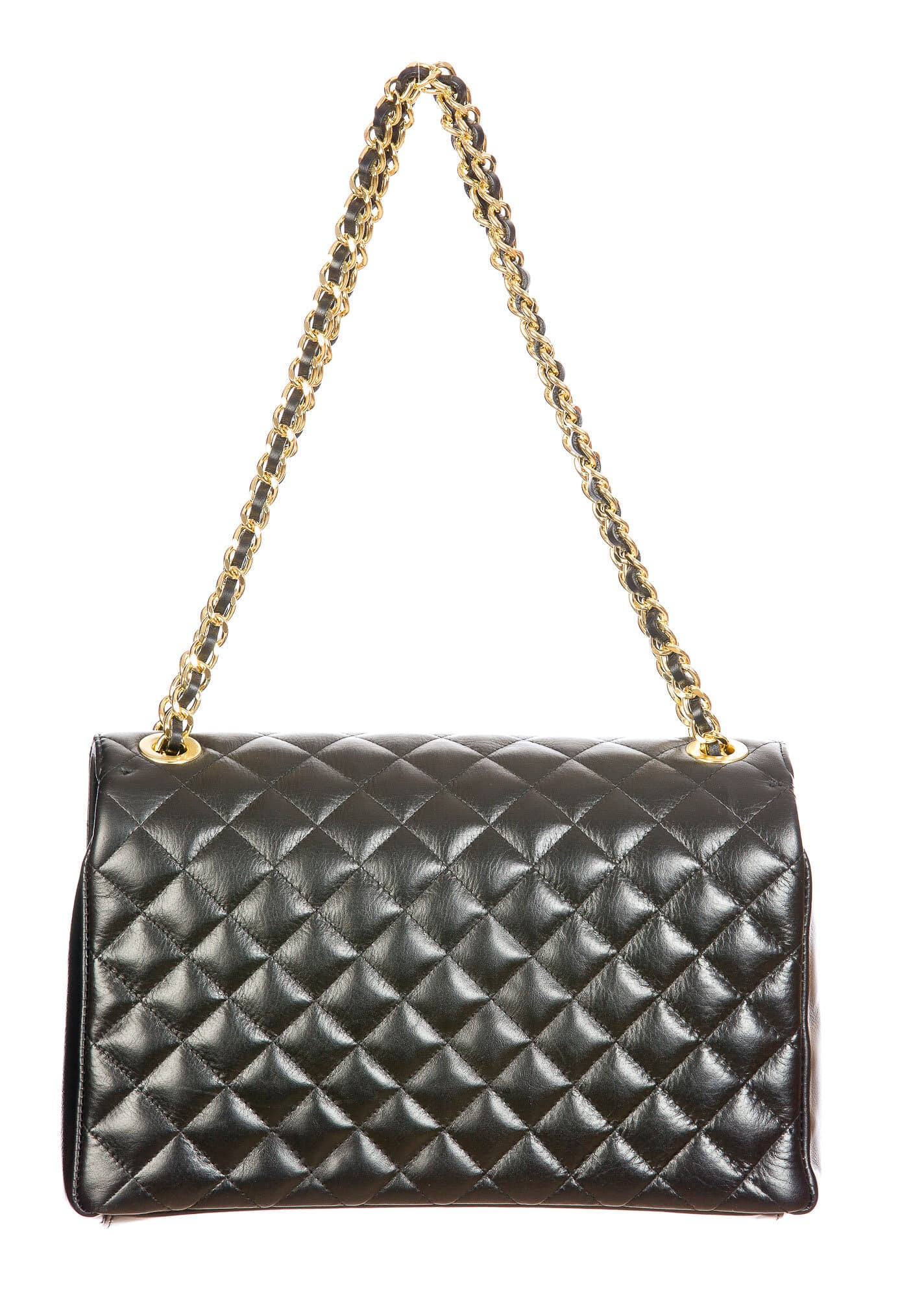 Borsa a spalla da donna in vera pelle CHARLOTTE MAXI, colore NERO, CHIAROSCURO, MADE IN ITALY