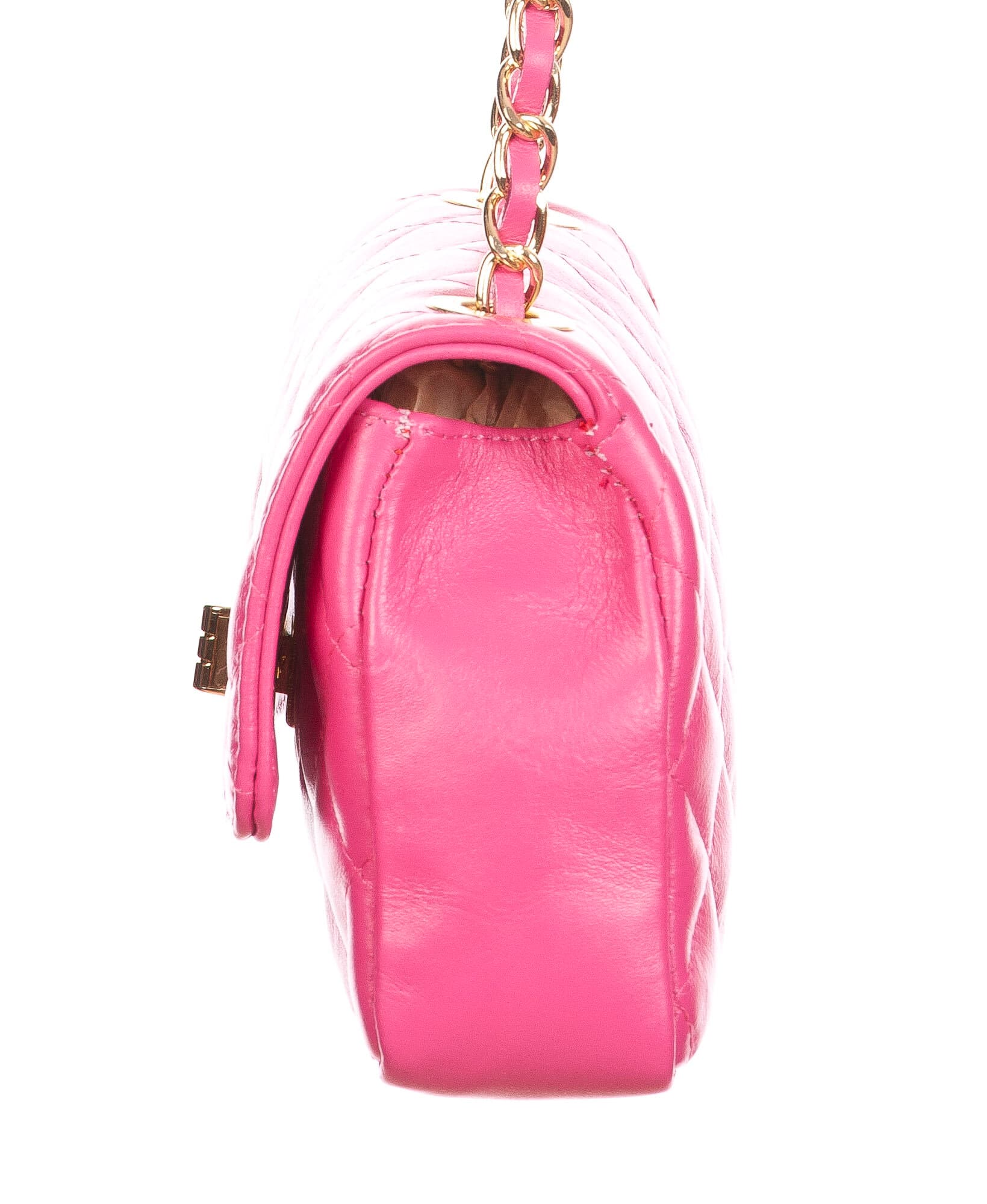 Borsa a spalla da donna in vera pelle CHARLOTTE MINI, colore FUCSIA, CHIAROSCURO, MADE IN ITALY