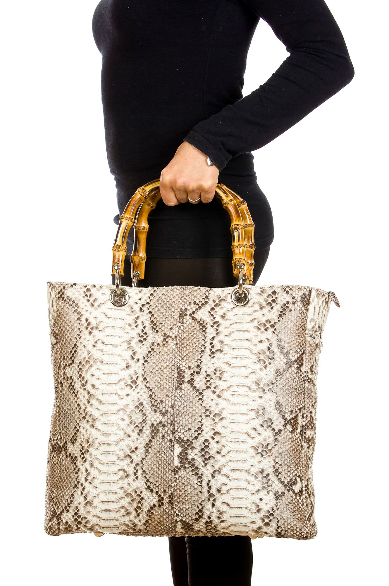 NORMA : borsa donna in pelle di pitone, colore : ROCCIA, Made in Italy (Borsa)