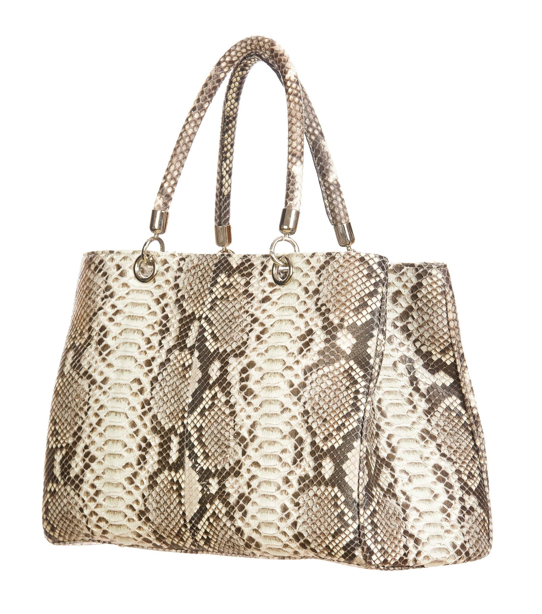 ALINESE : borsa donna in pelle di pitone, colore : ROCCIA, Made in Italy (Borsa)