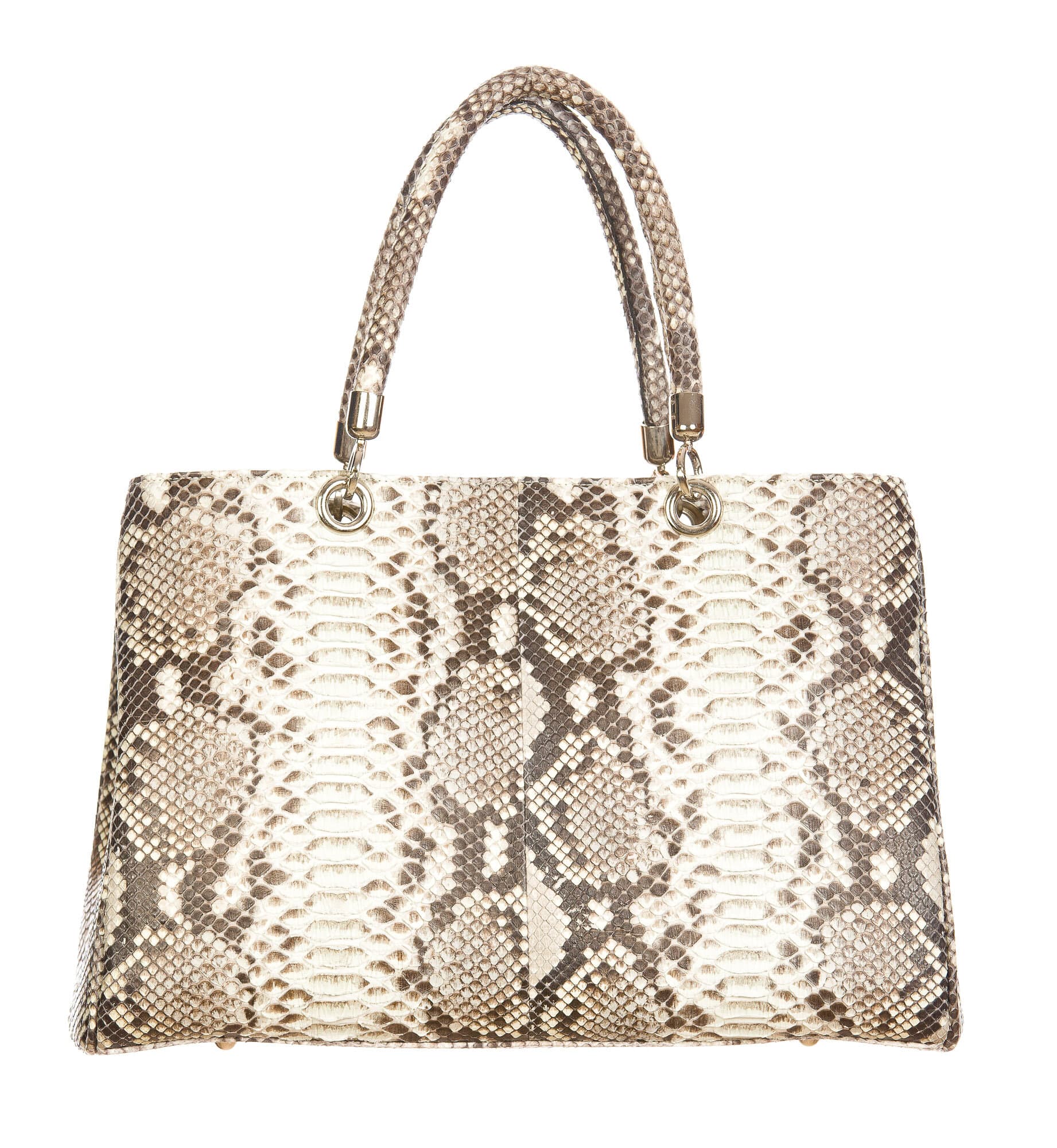 ALINESE : borsa donna in pelle di pitone, colore : ROCCIA, Made in Italy (Borsa)