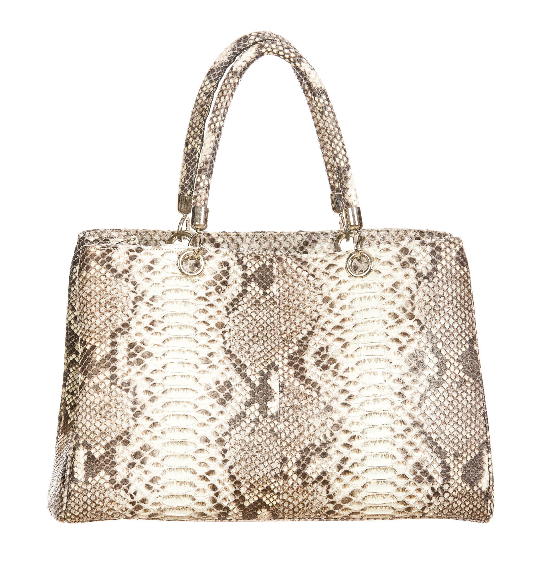 ALINESE : borsa donna in pelle di pitone, colore : ROCCIA, Made in Italy (Borsa)