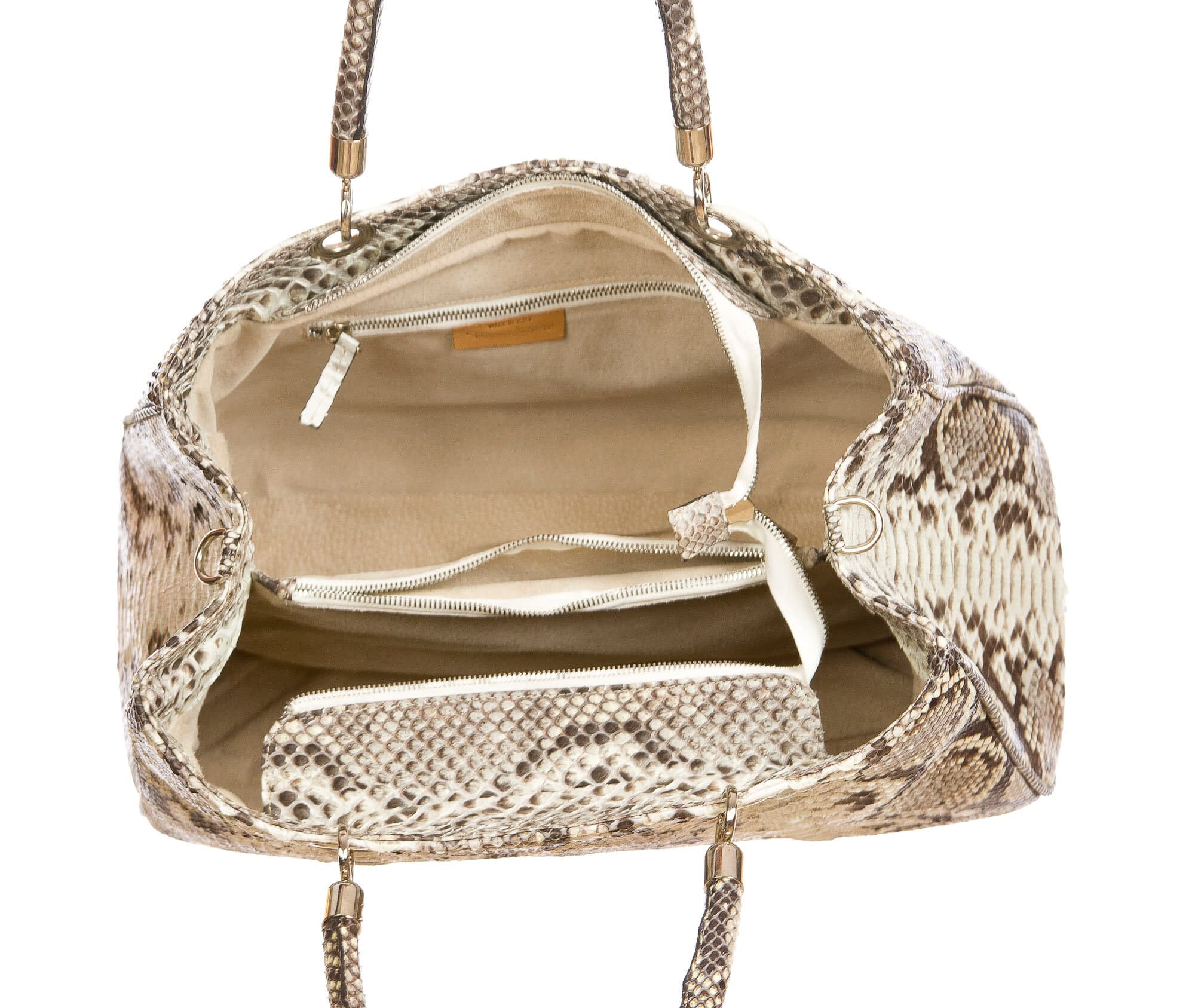 ALINESE : borsa donna in pelle di pitone, colore : ROCCIA, Made in Italy (Borsa)