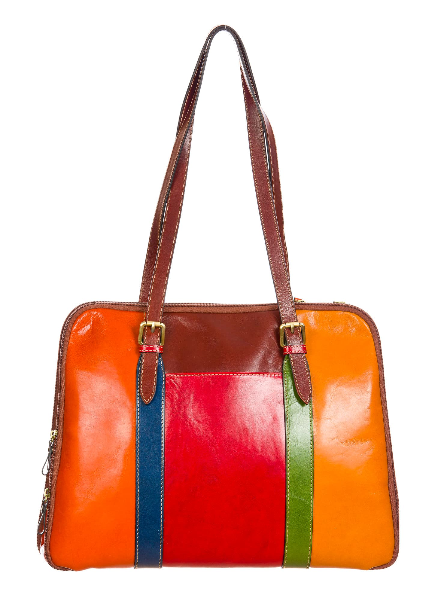 ANNALISA : borsa donna a spalla in cuoio, colore: MULTICOLOR, Made in Italy (Borsa)