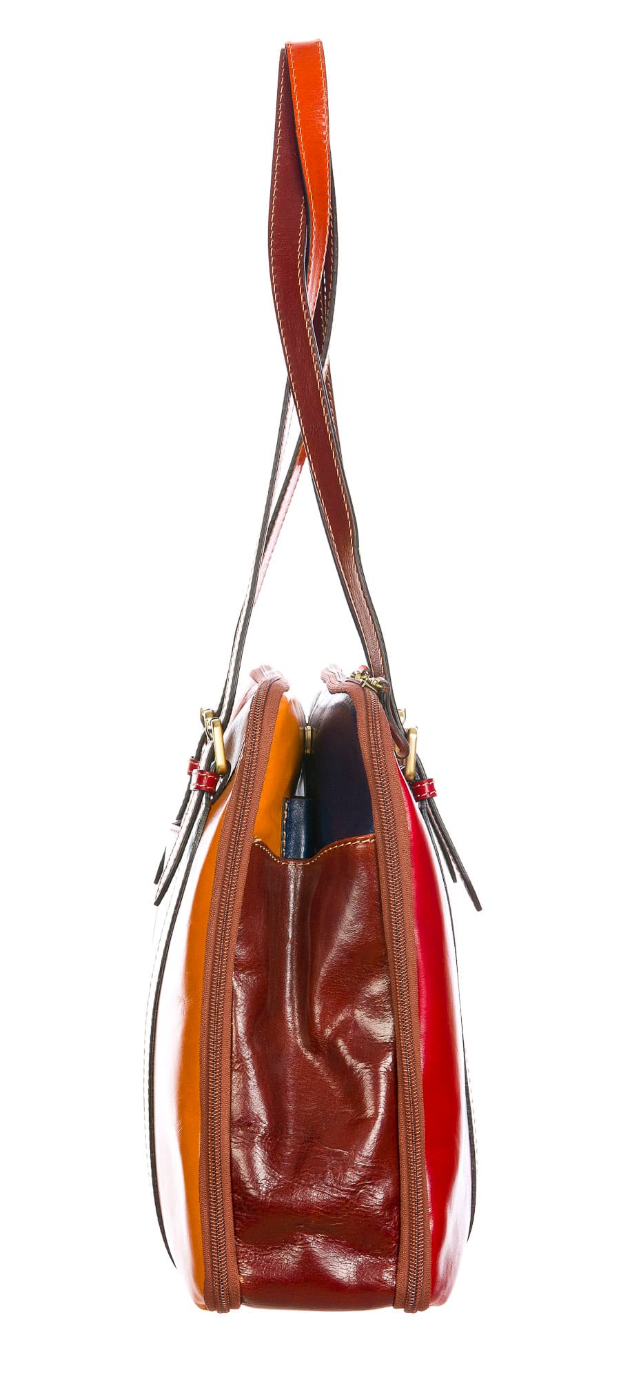 ANNALISA : borsa donna a spalla in cuoio, colore: MULTICOLOR, Made in Italy (Borsa)
