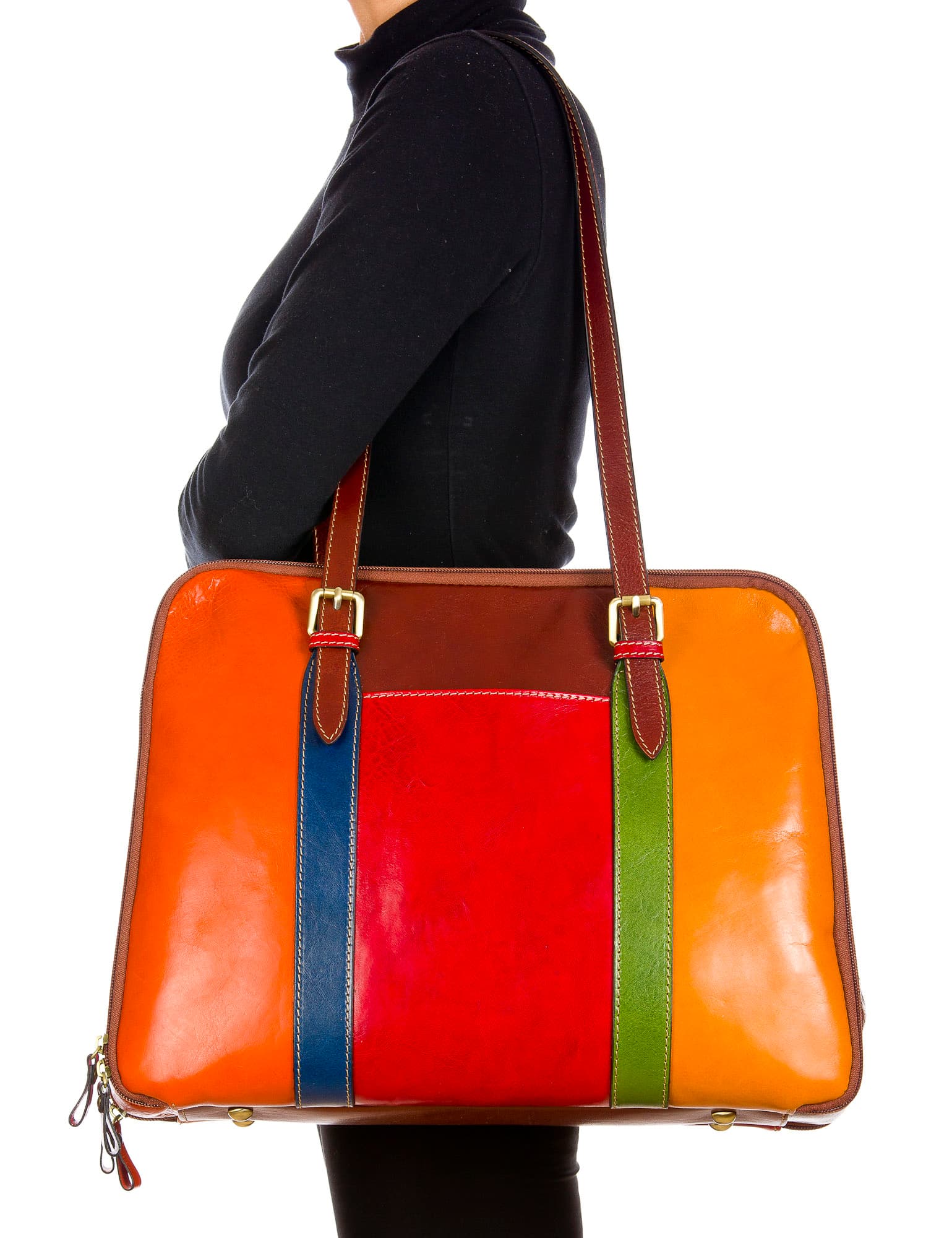 ANNALISA : borsa donna a spalla in cuoio, colore: MULTICOLOR, Made in Italy (Borsa)