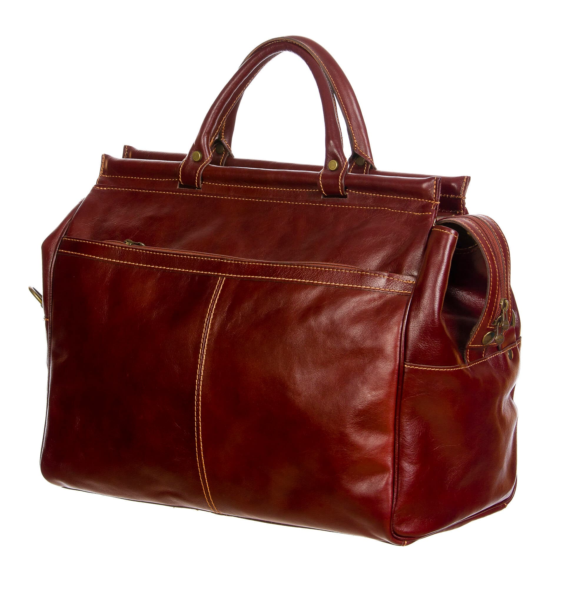 VERANO : borsa da viaggio in cuoio, colore : MARRONE, Made in Italy (Borsa)