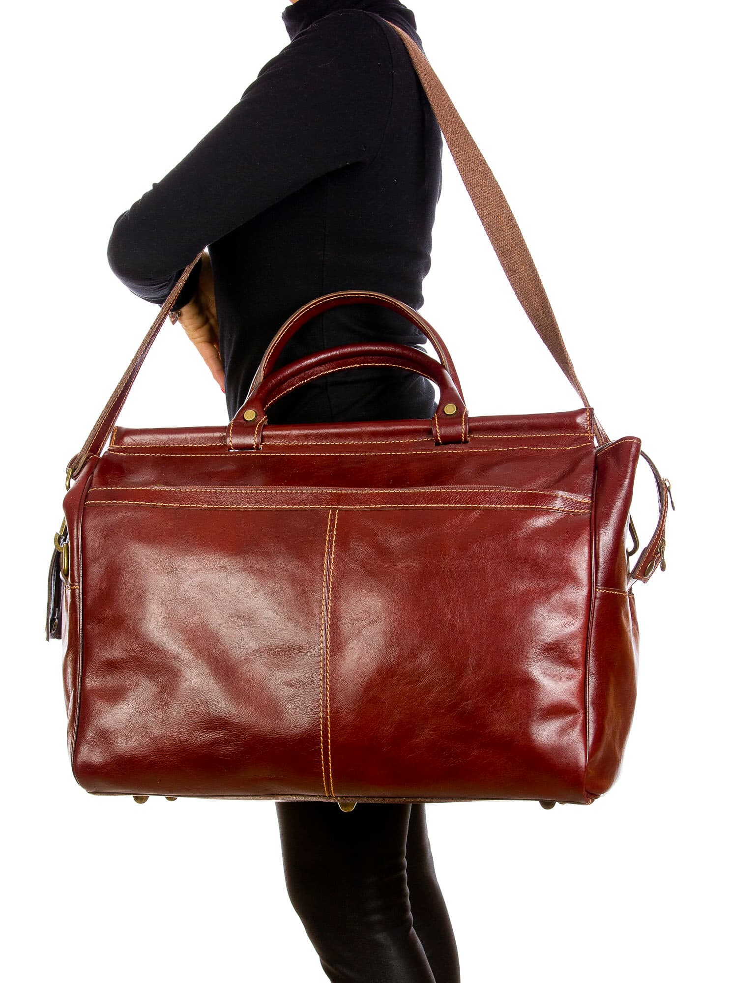 VERANO : borsa da viaggio in cuoio, colore : MARRONE, Made in Italy (Borsa)