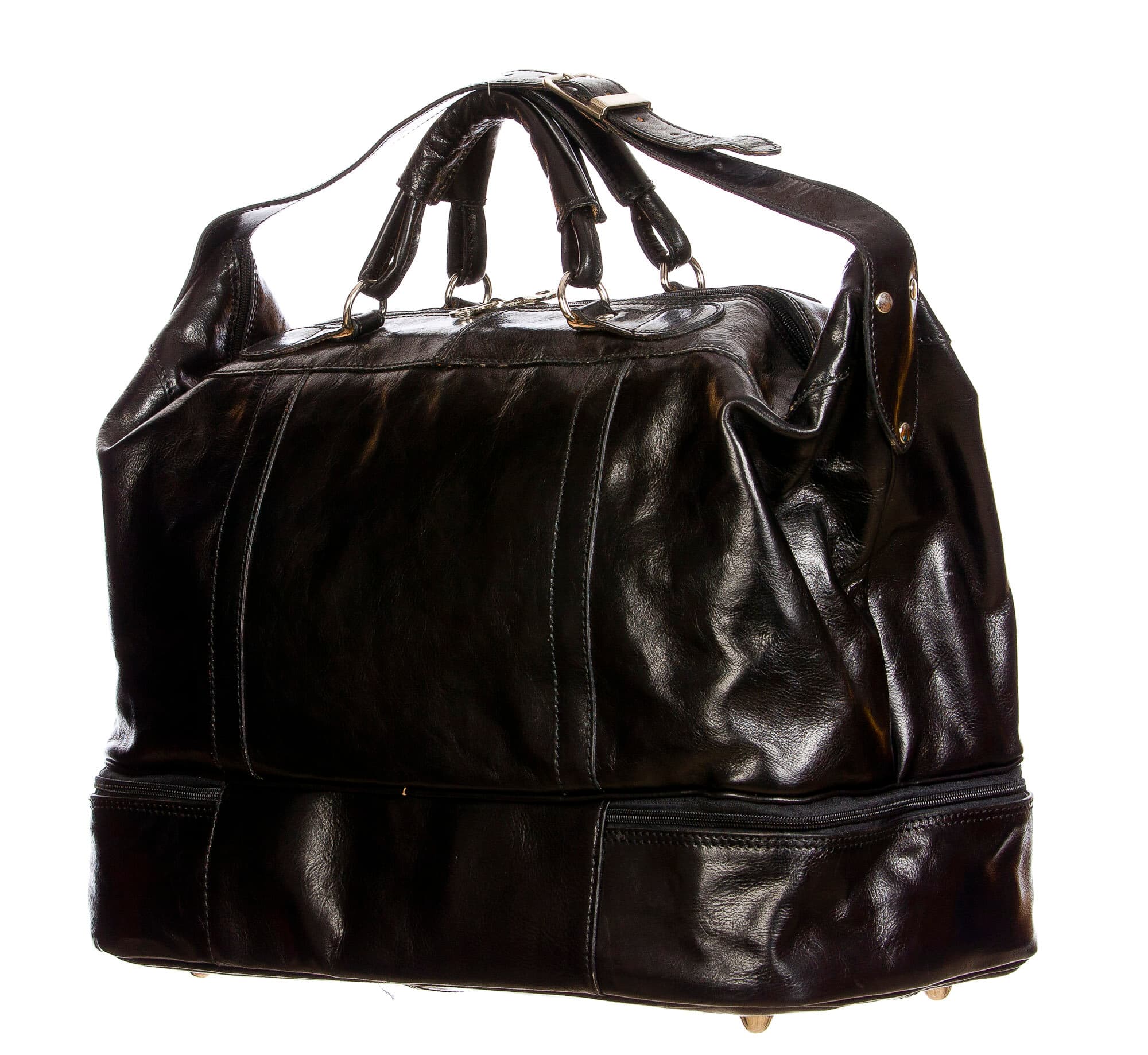 DANUBIO: borsa da viaggio in cuio, colore : NERO, Made in Italy (Borsa)