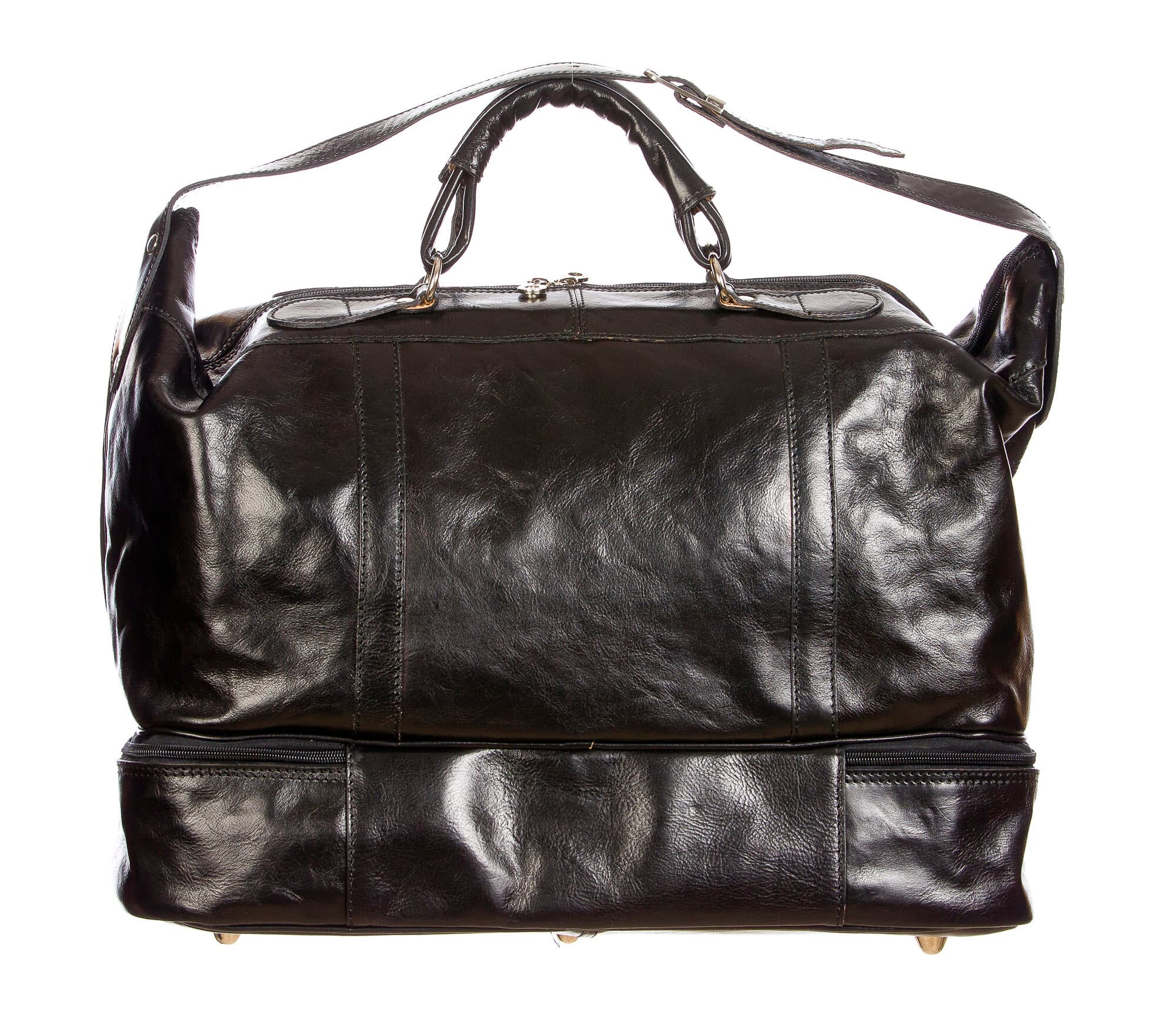 DANUBIO: borsa da viaggio in cuio, colore : NERO, Made in Italy (Borsa)