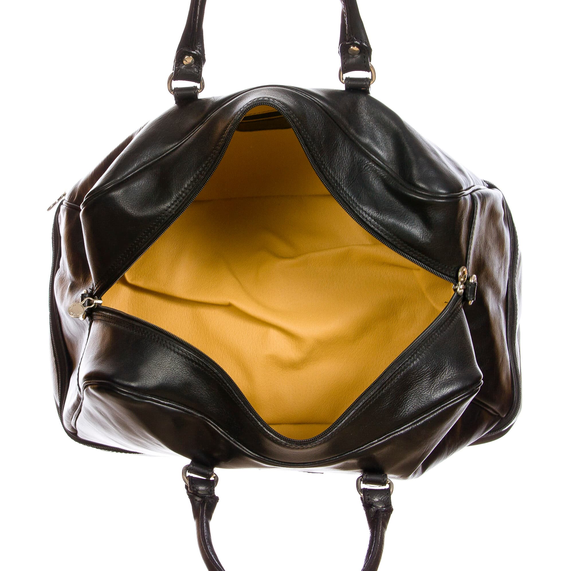 OMODEO : borsa da viaggio in cuoio, colore : NERO, Made in Ital