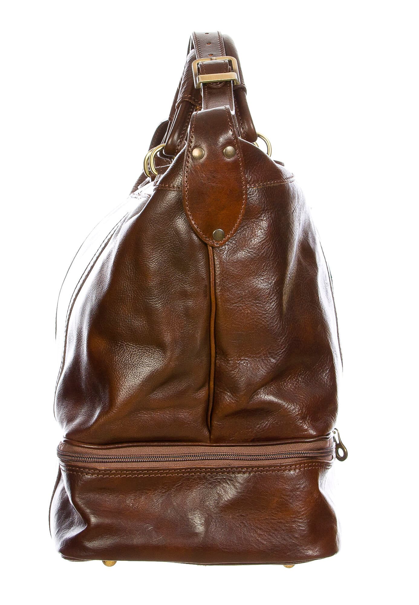 DANUBIO : borsa da viaggio in cuio, colore : TESTAMORO, Made in Italy (Borsa)
