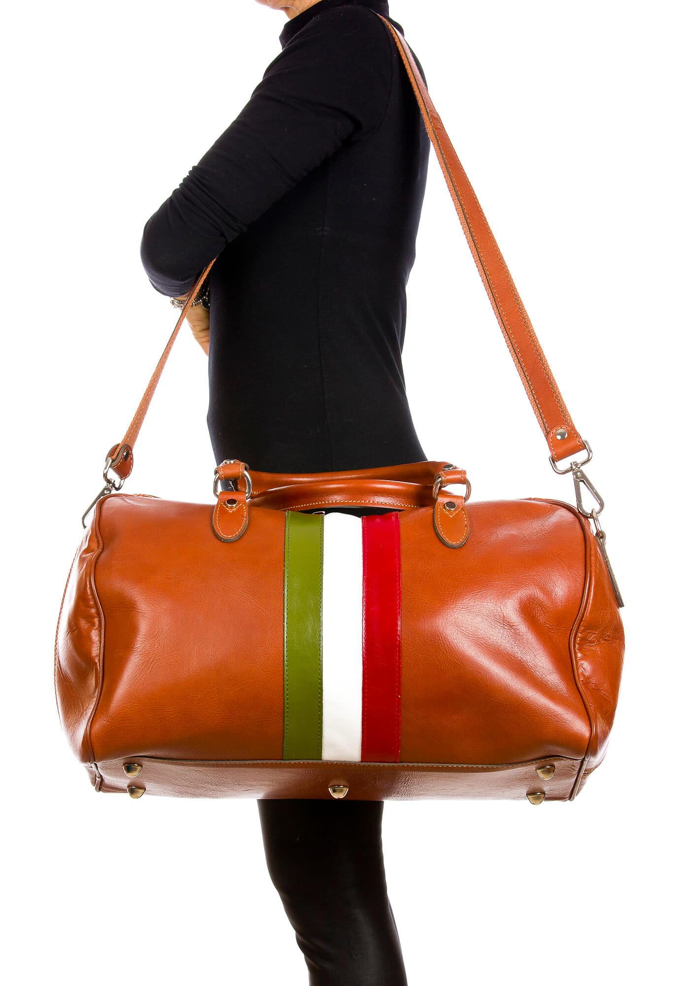 COMO MAXI: borsa da viaggio in cuoio, tricolore, colore : MARRONE, Madei un Italy (Borsa)