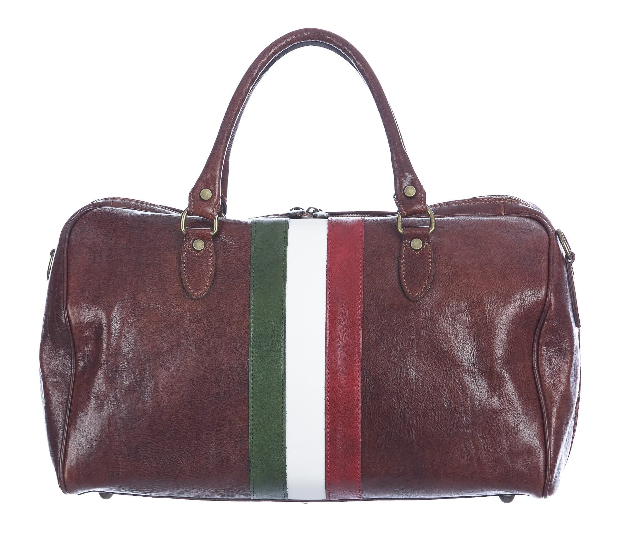 COMO MAXI : borsa da viaggio in cuoio, tricolore, colore : TESTAMORO, Made in Italy