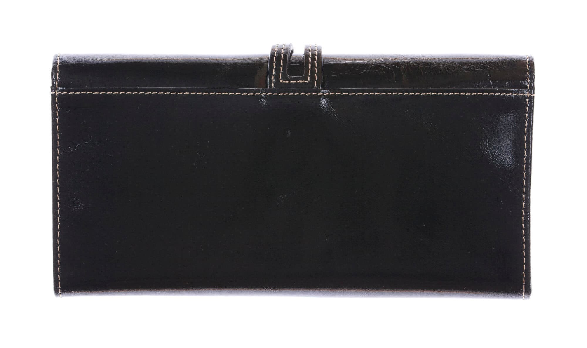 PRIMULA : portafoglio donna in pelle morbida cerata, colore: NERO, Made in Italy (Portafoglio)