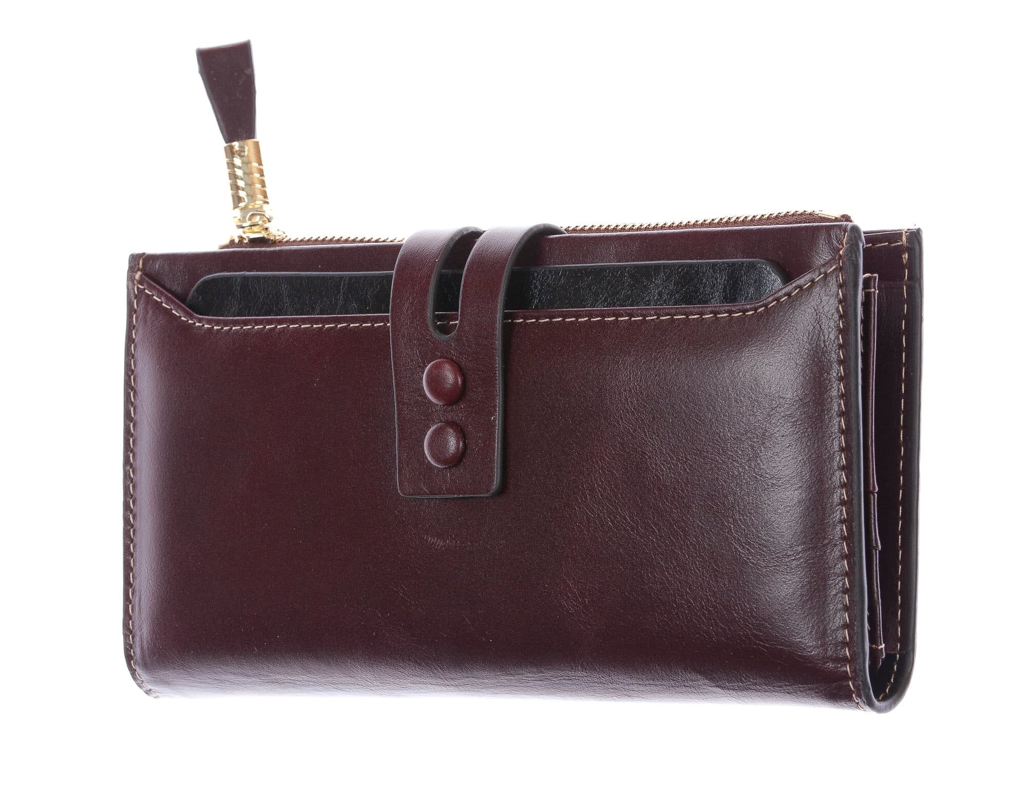 IRIS : portafoglio donna in pelle morbida cerata, colore :TESTAMORO, Made in Italy 