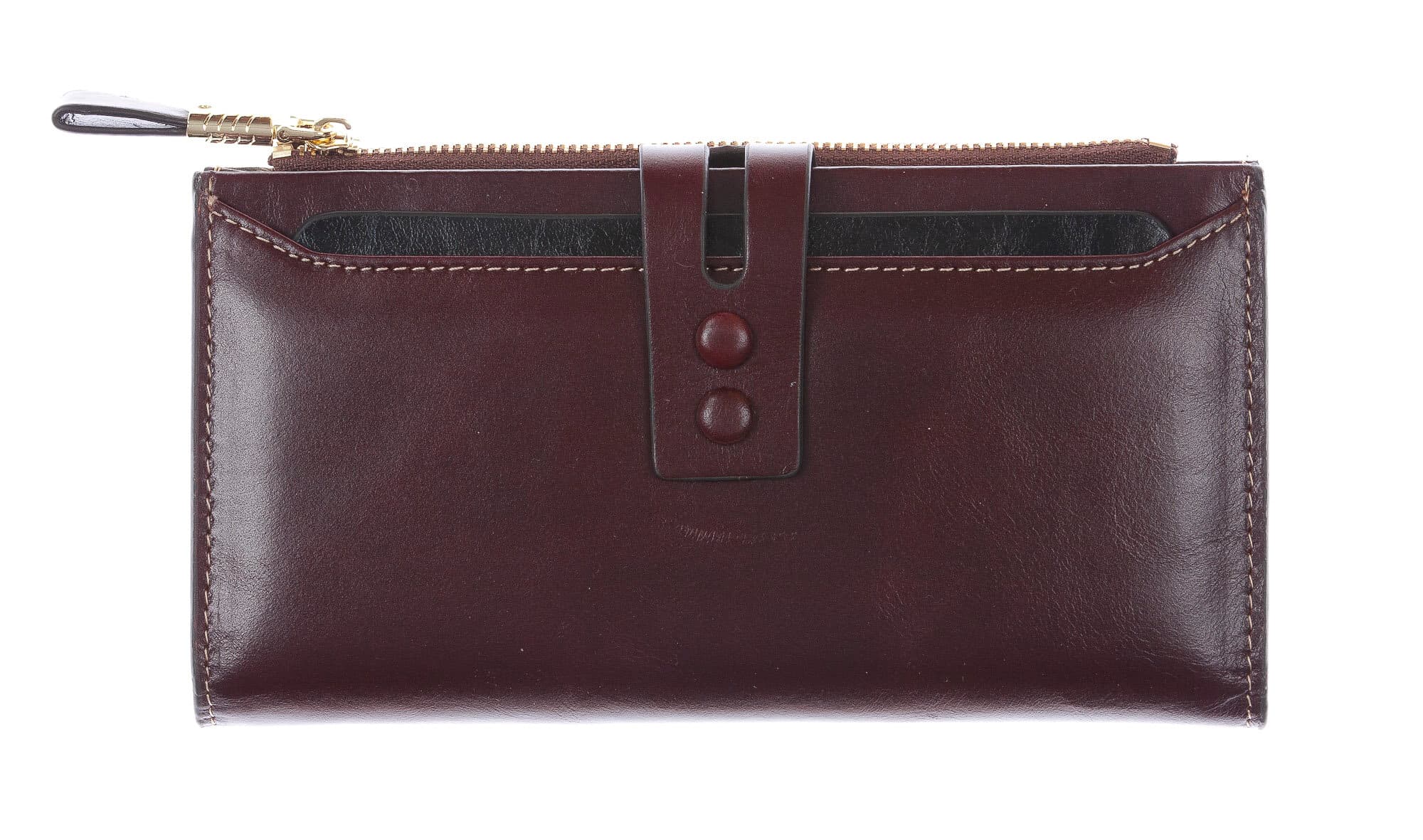 IRIS : portafoglio donna in pelle morbida cerata, colore :TESTAMORO, Made in Italy 
