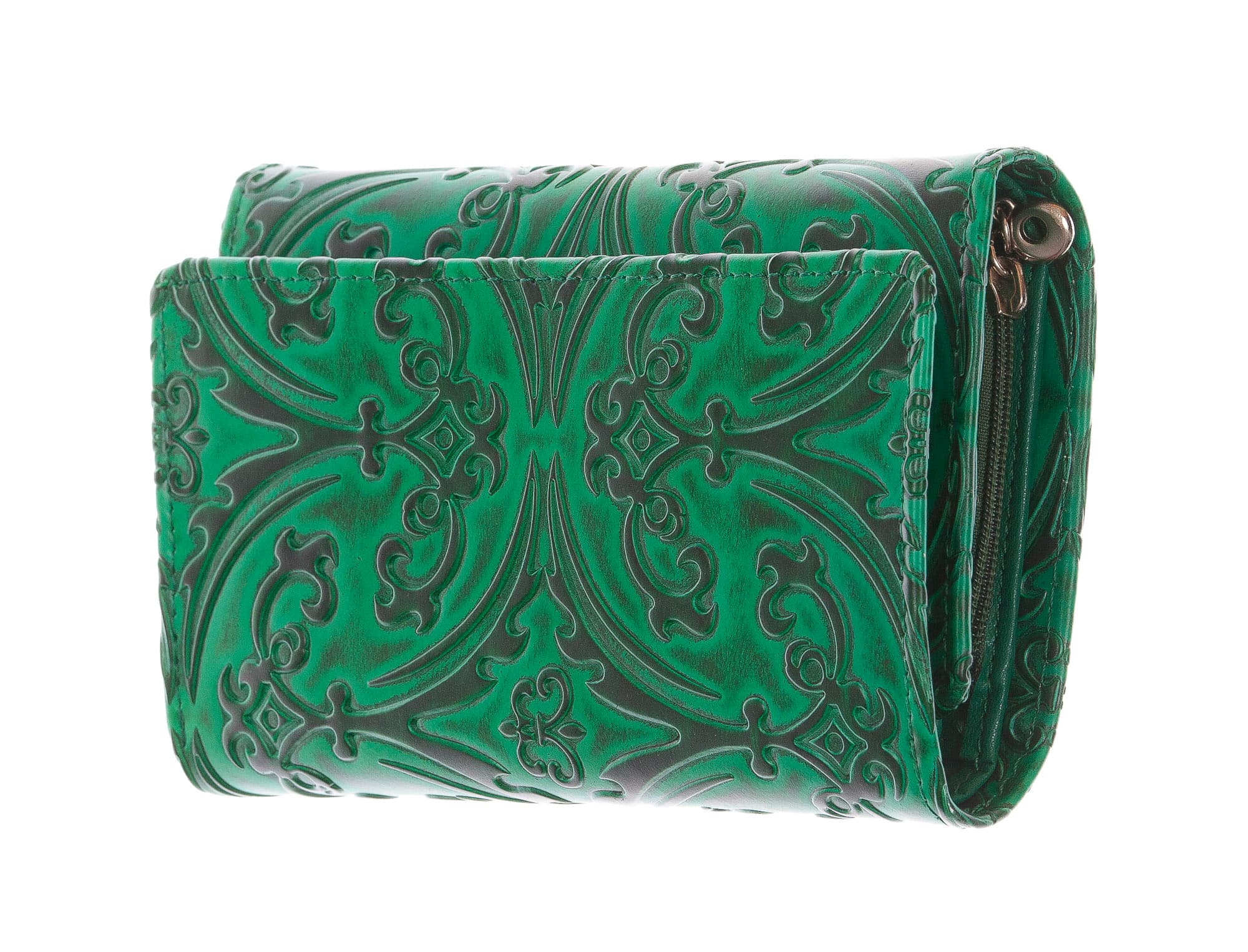 CAMELIA : portafoglio donna in cuoio, colore : VERDE, Made in Italy