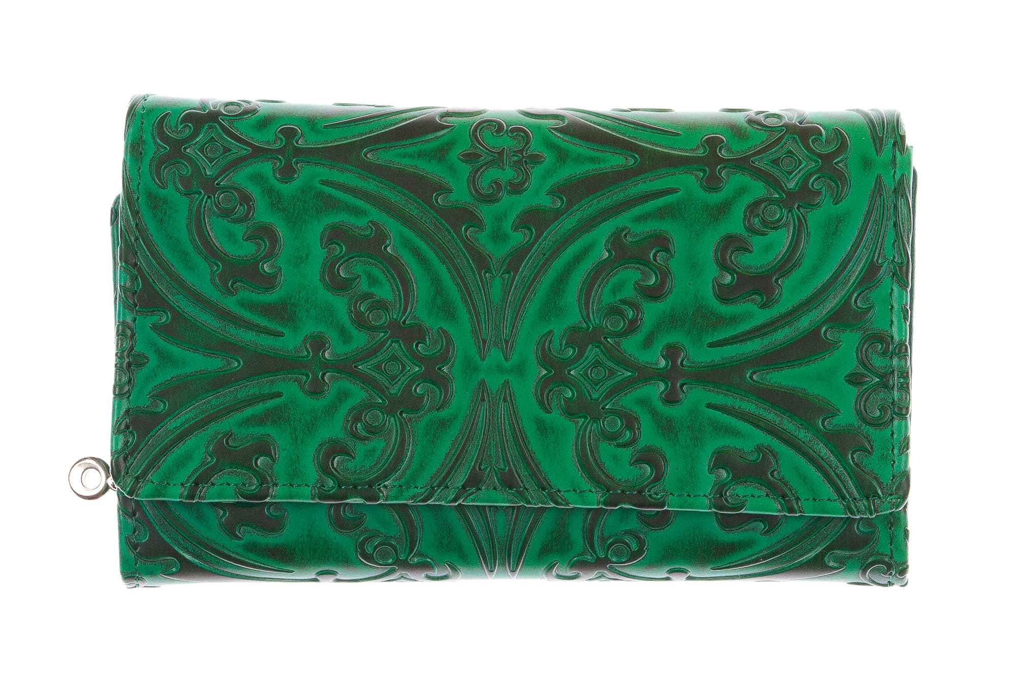 CAMELIA : portafoglio donna in cuoio, colore : VERDE, Made in Italy