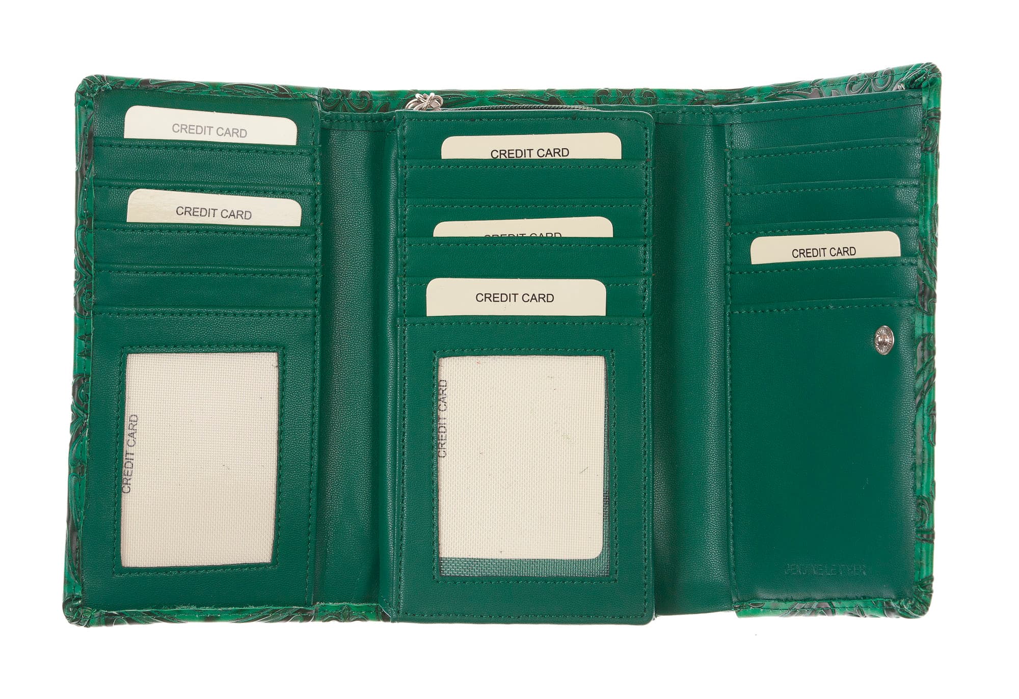 CAMELIA : portafoglio donna in cuoio, colore : VERDE, Made in Italy