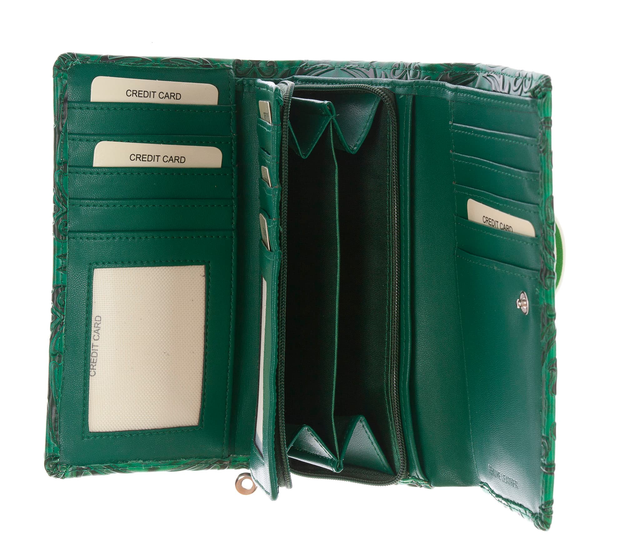CAMELIA : portafoglio donna in cuoio, colore : VERDE, Made in Italy