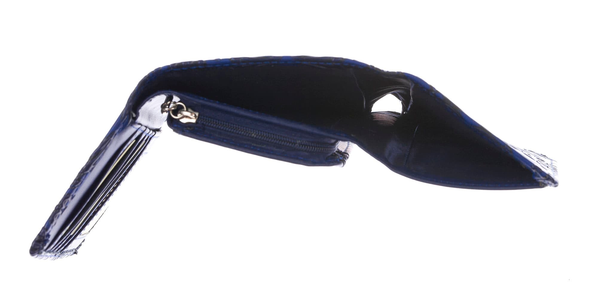 CAMELIA : portafoglio donna in cuoio, colore : BLU, Made in Italy