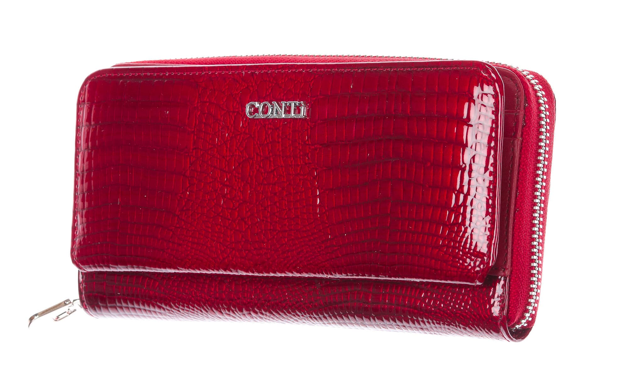 DALIA : portafoglio donna in pelle laccata, colore : ROSSO, Made in Italy