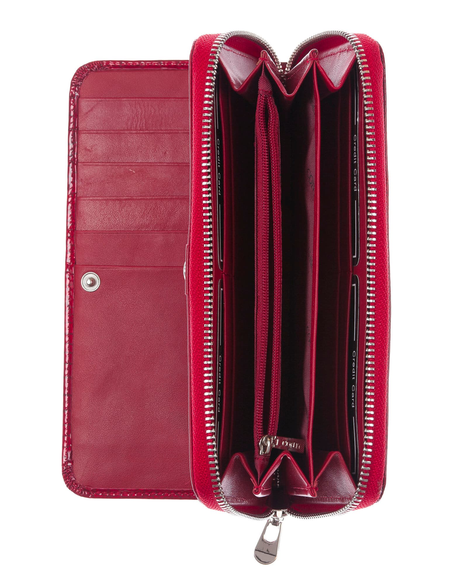 DALIA : portafoglio donna in pelle laccata, colore : ROSSO, Made in Italy
