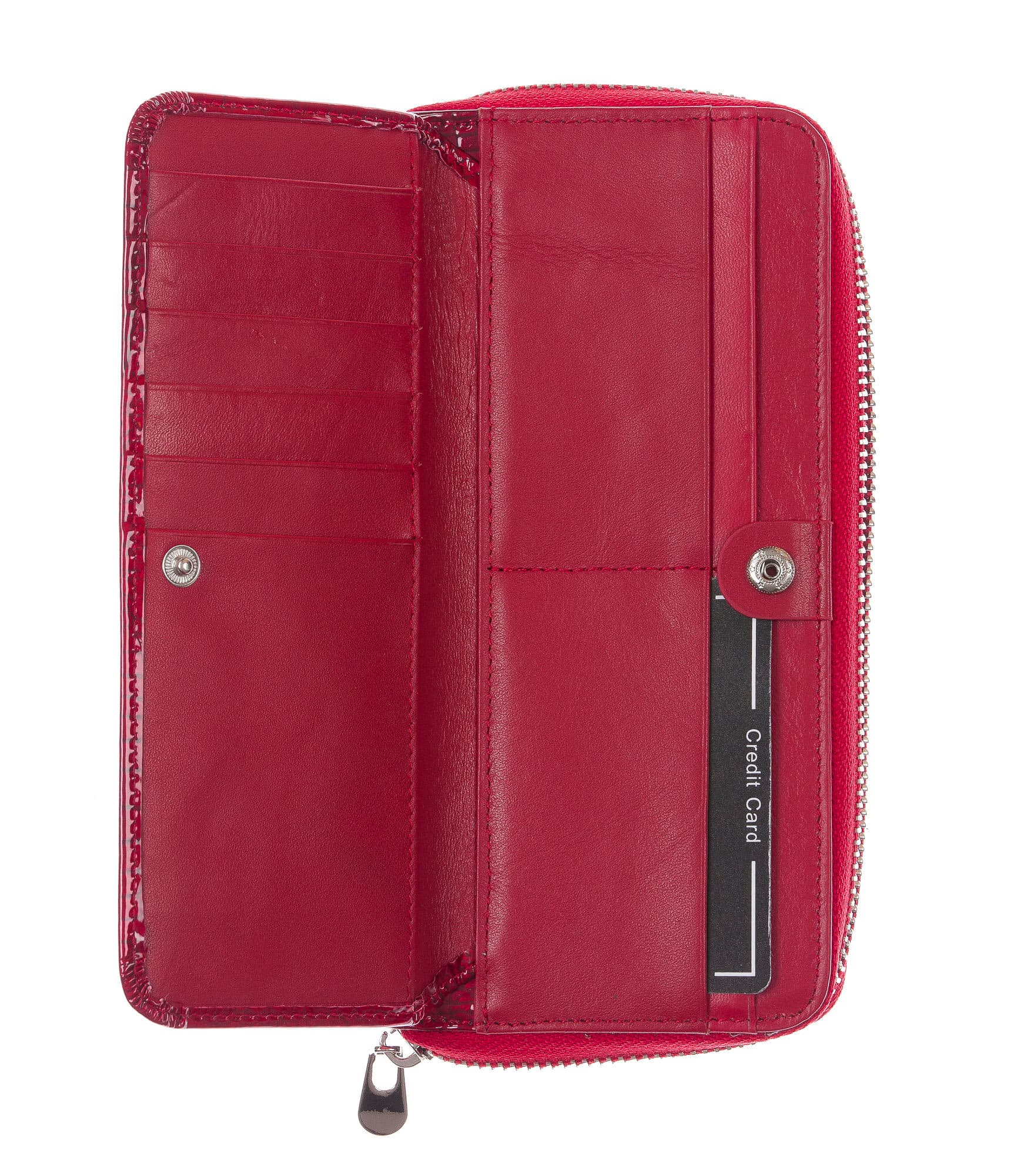 DALIA : portafoglio donna in pelle laccata, colore : ROSSO, Made in Italy
