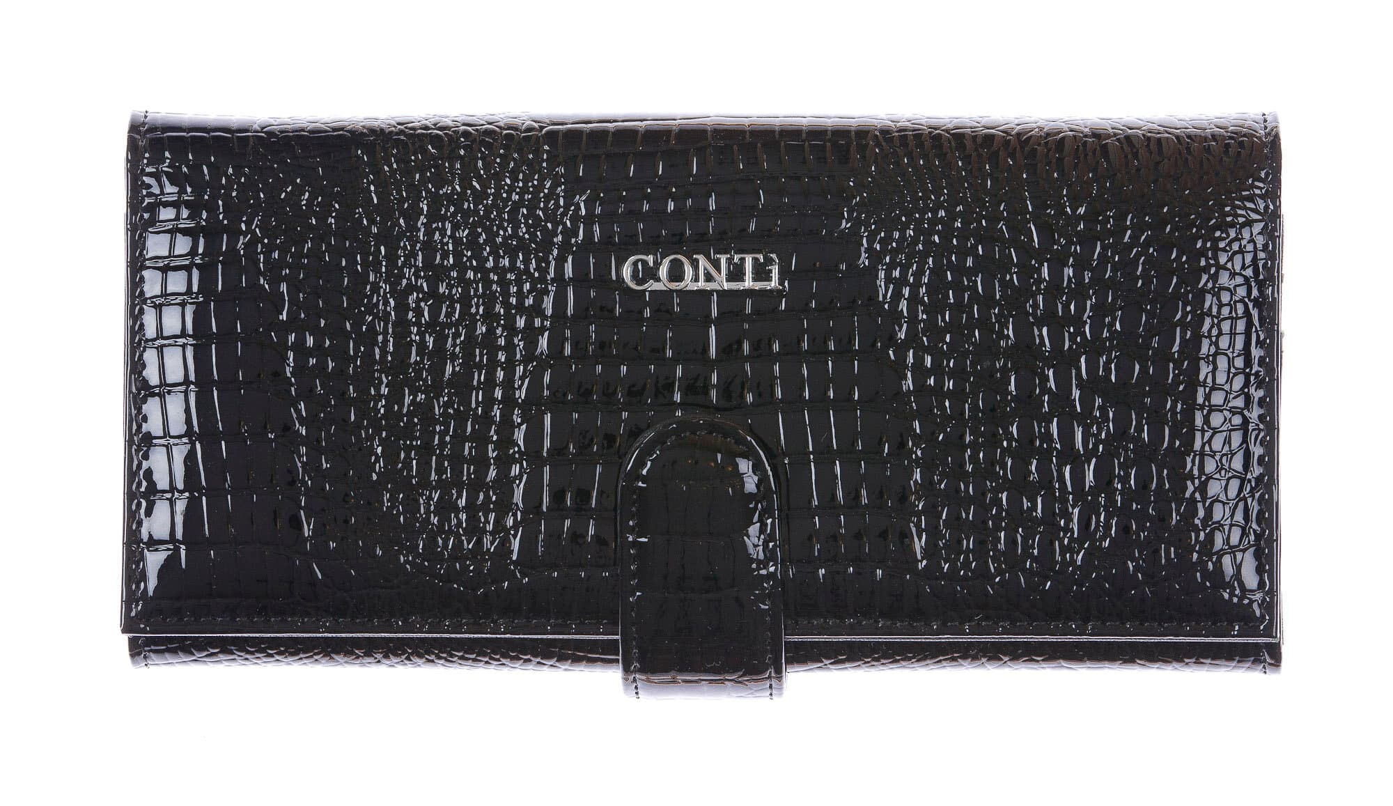 MELISSA : portafogli donna in pelle laccata, colore : NERO, Made in Italy