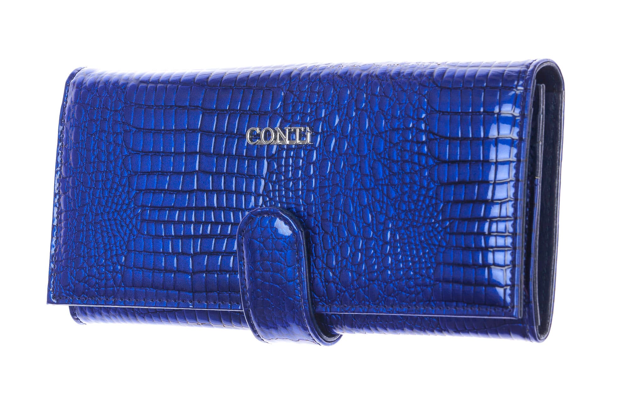 MELISSA : portafogli donna in pelle laccata, colore : BLU, Made in Italy