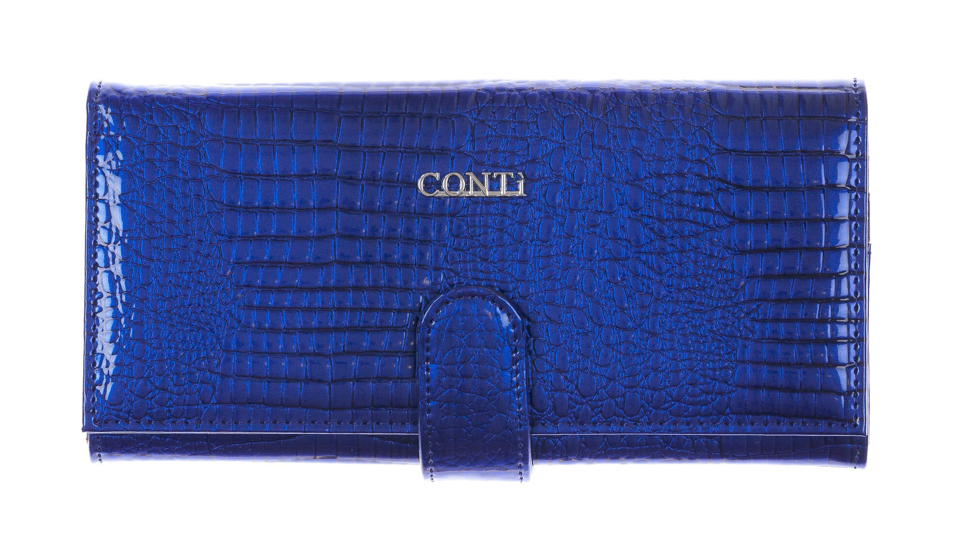 MELISSA : portafogli donna in pelle laccata, colore : BLU, Made in Italy