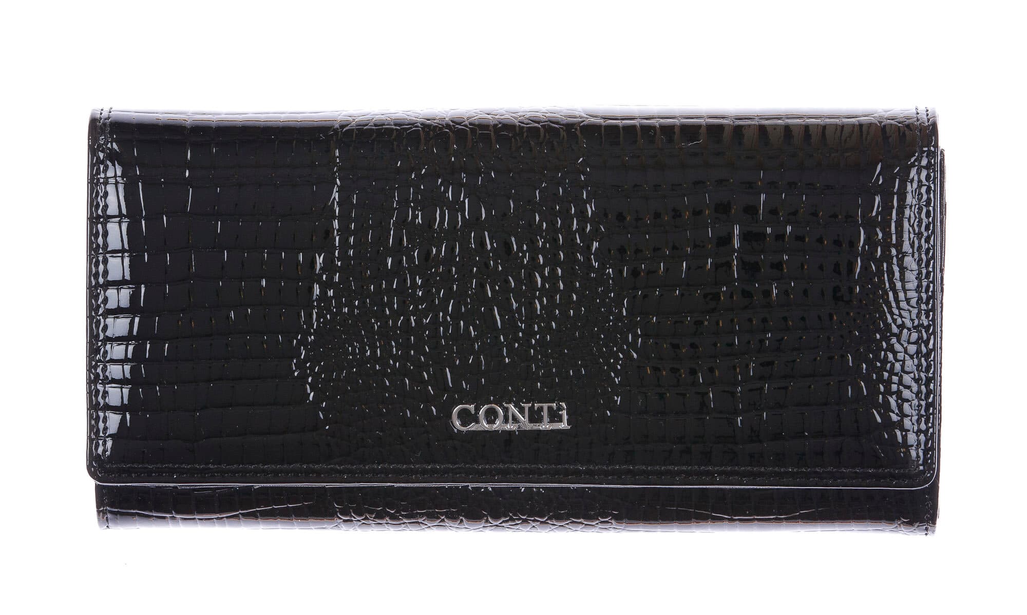 DAFNE : portafoglio donna in pelle laccata, colore : NERO, Made in Italy (Portafoglio)