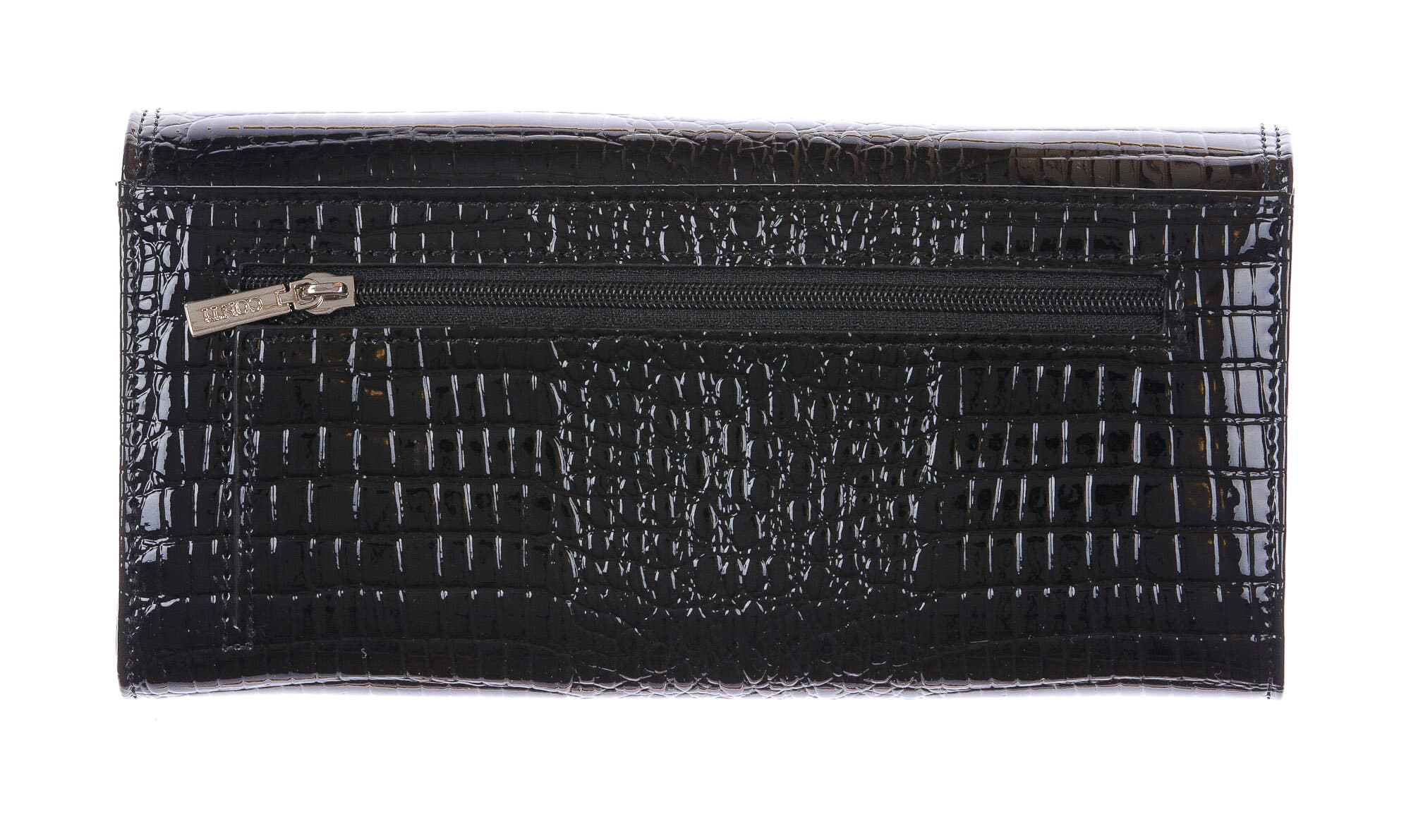 DAFNE : portafoglio donna in pelle laccata, colore : NERO, Made in Italy (Portafoglio)