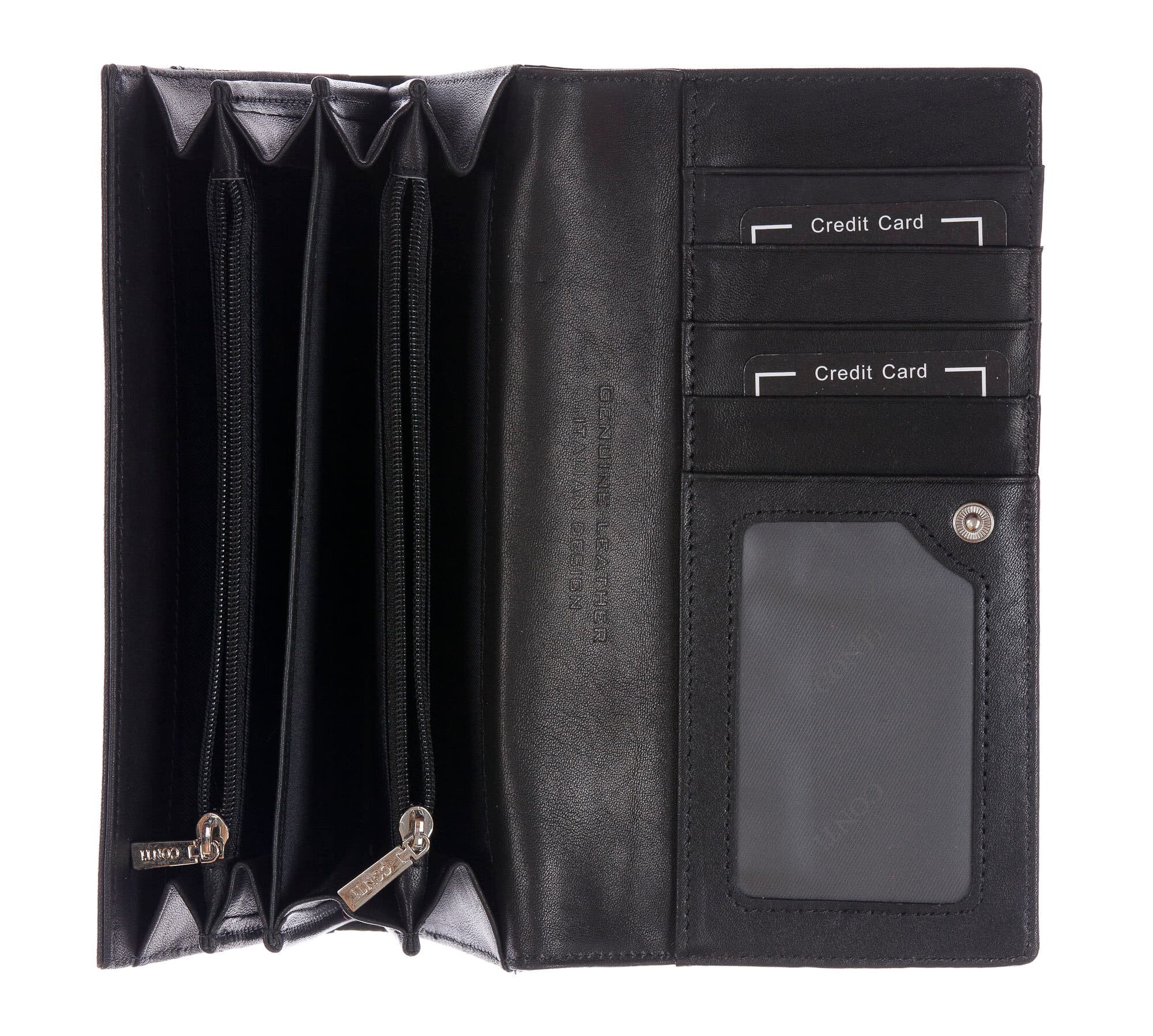 DAFNE : portafoglio donna in pelle laccata, colore : NERO, Made in Italy (Portafoglio)