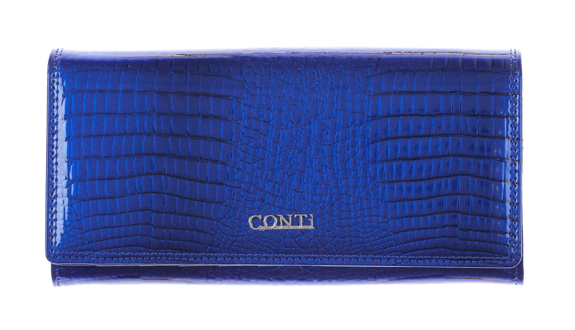 DAFNE : portafoglio donna pelle laccata, colore : BLU, Made in Italy