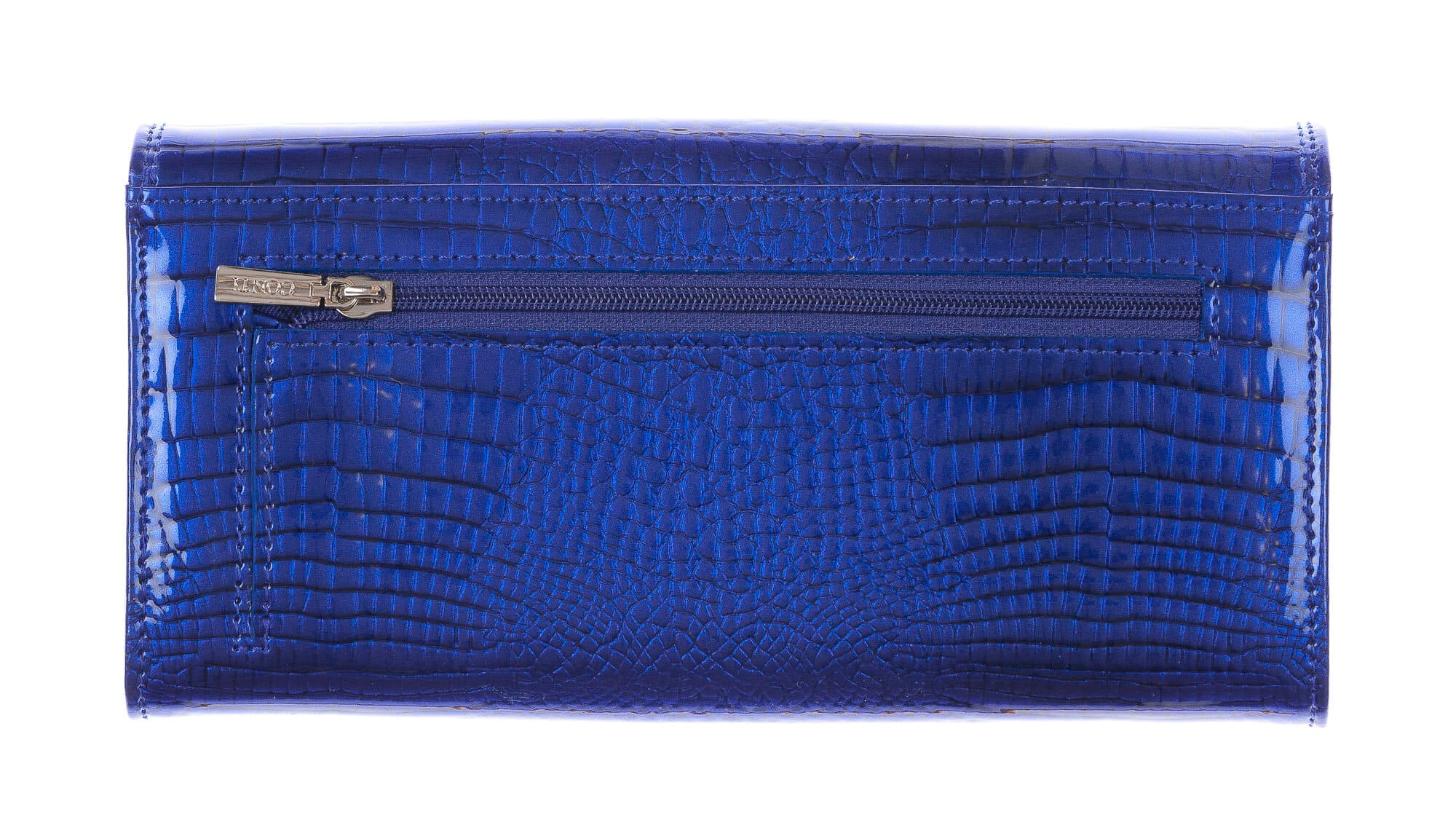DAFNE : portafoglio donna pelle laccata, colore : BLU, Made in Italy