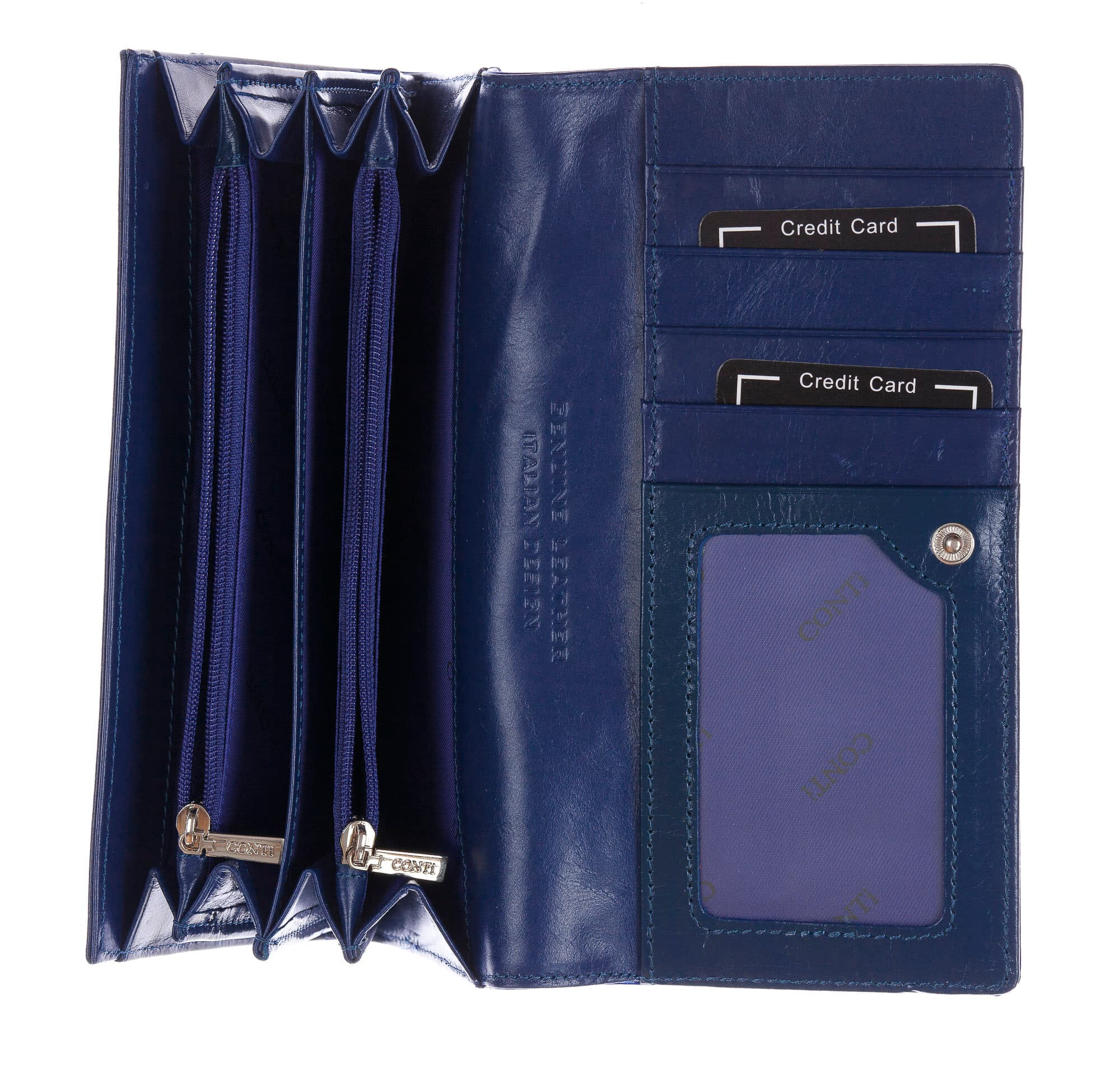 DAFNE : portafoglio donna pelle laccata, colore : BLU, Made in Italy
