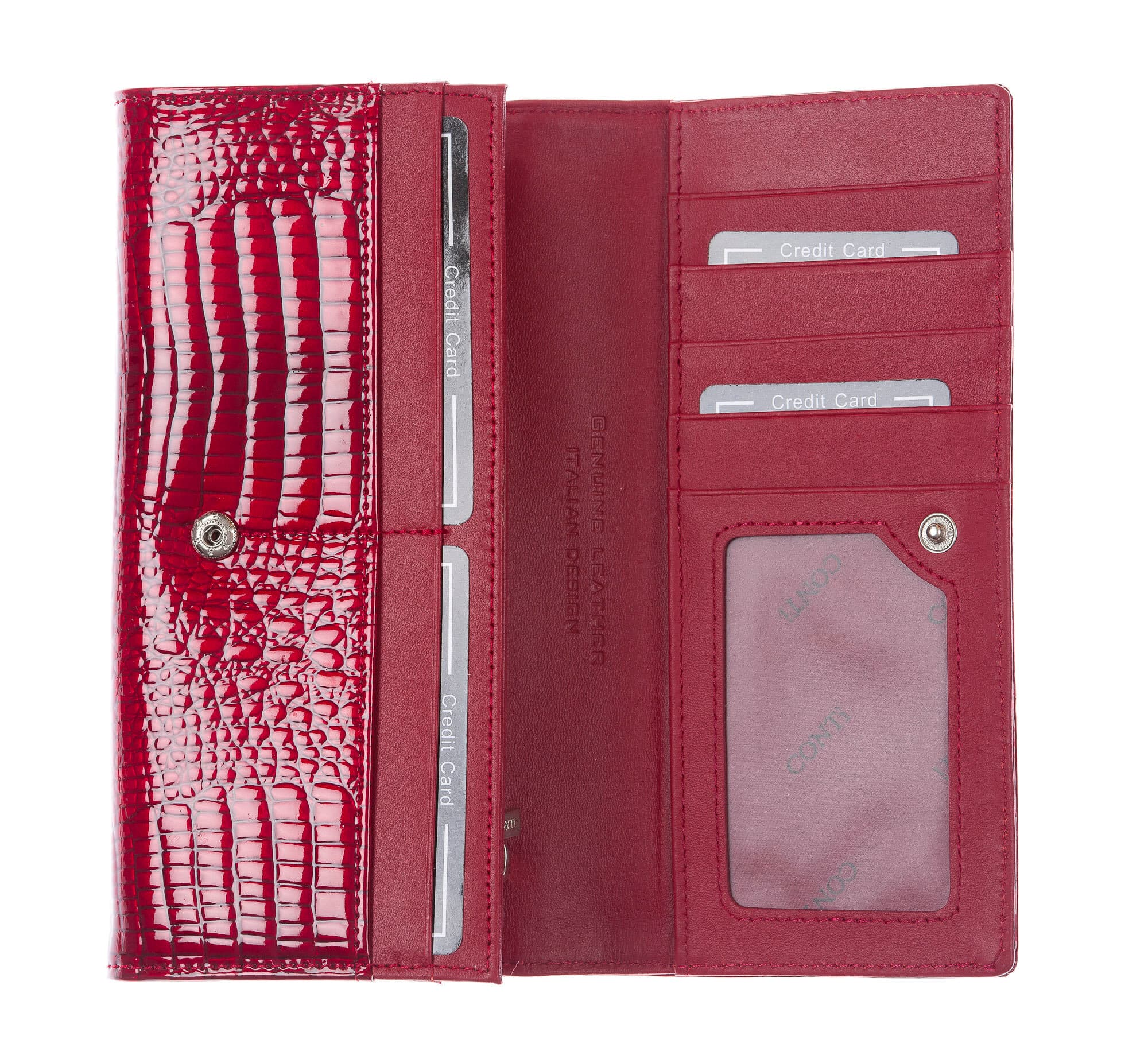 DAFNE : portafoglio donna pelle laccata, colore : ROSSO, Made in Italy
