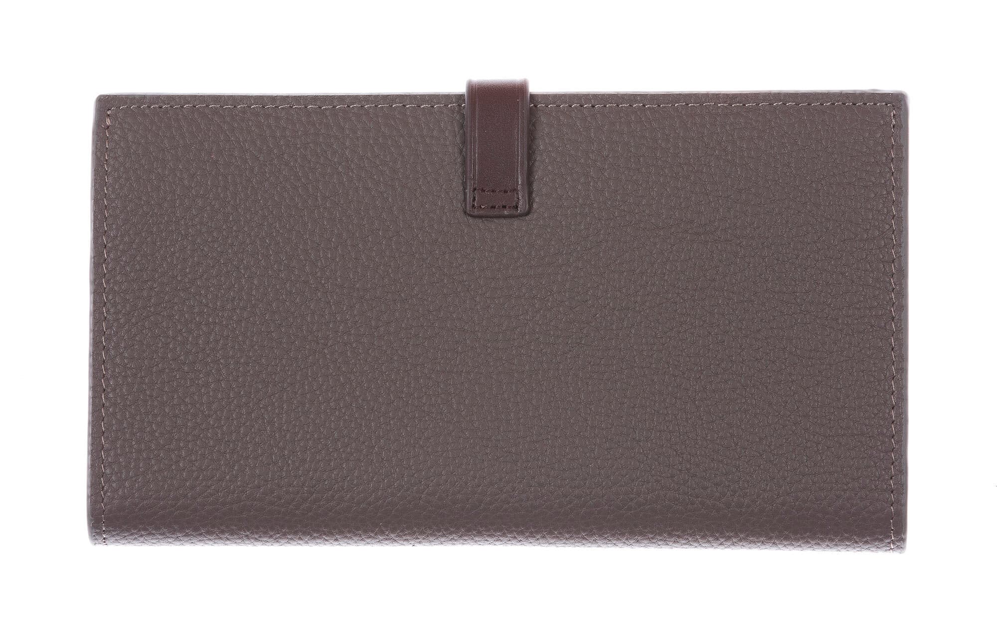 ABELIA : portafoglio donna, pelle morbida, super sottile, colore: TAUPE / TESTAMORO, Made in Italy (Portafoglio